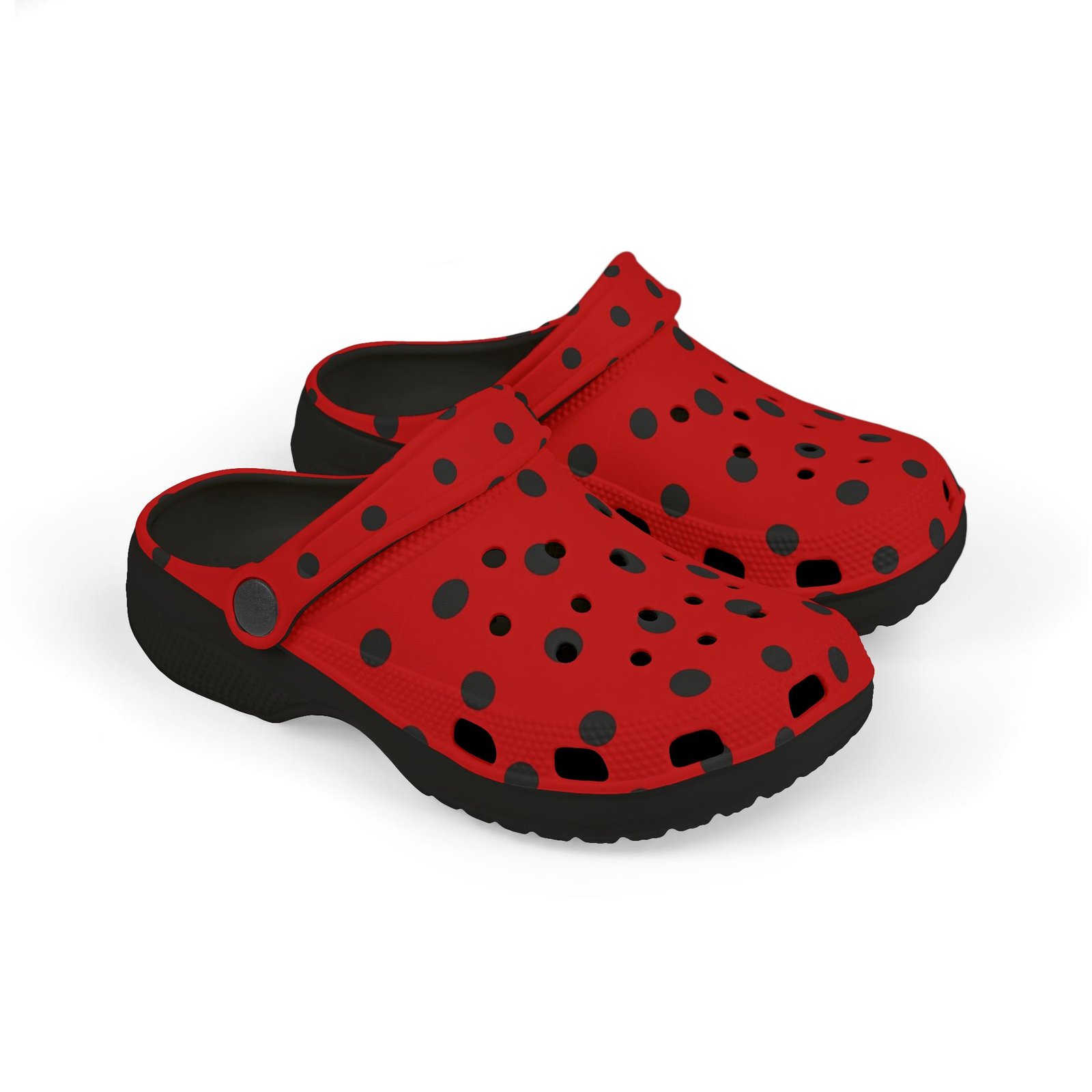 Kids Red & Black Polka Dot EVA Foam Clogs - Image 3