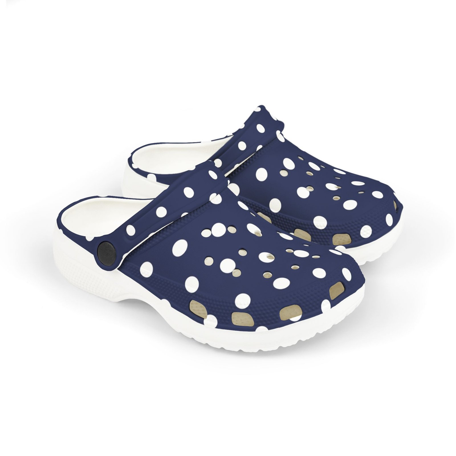 Kids Navy Polka Dot EVA Foam Clogs – Lightweight Slip-On Sandals for Toddlers & Children - Image 3