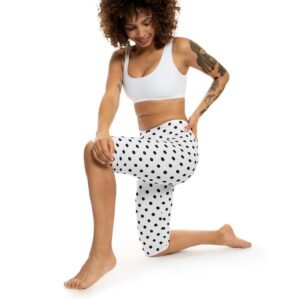 Black Polka Dot Capri Leggings | Women's Capri Leggings AOP