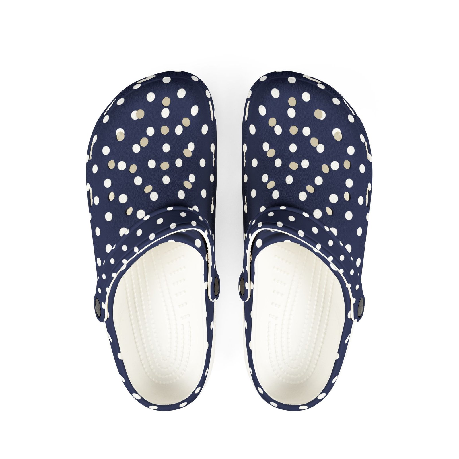 Navy & White Polka Dot EVA Foam Clogs - Image 2