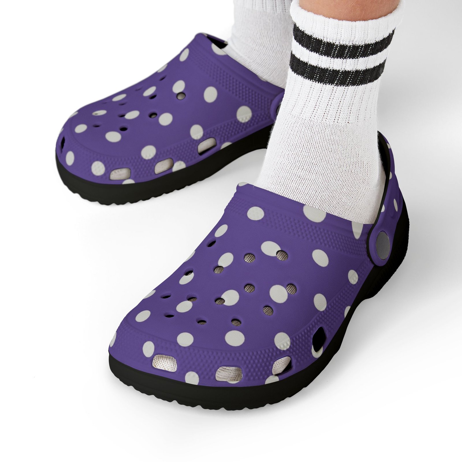 Kids Purple Polka Dot EVA Foam Clogs — Breathable Lightweight Slip-On Shoes - Image 16