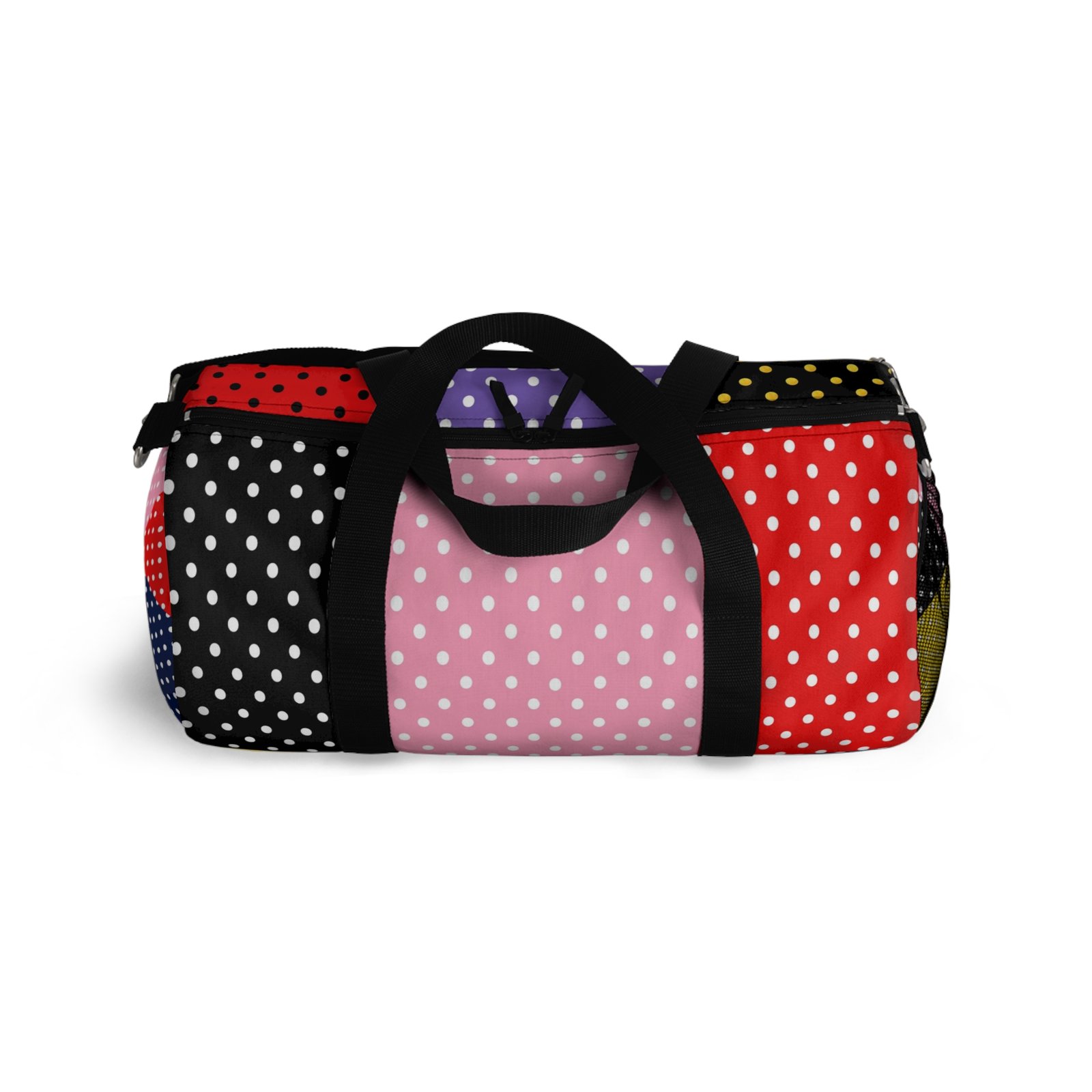 Polka Dot Patchwork Duffel Bag — Colorblock Travel & Gym Bag - Image 14