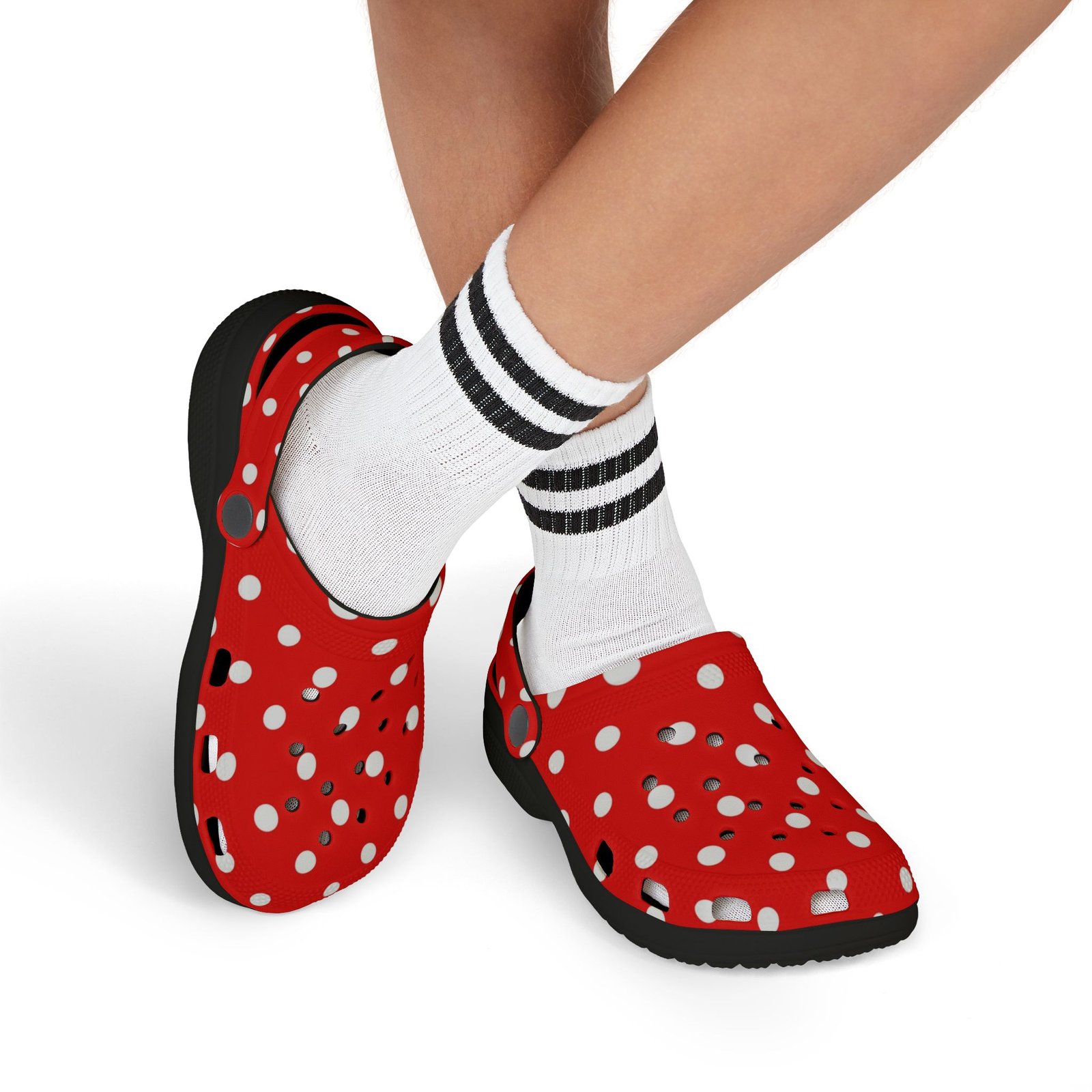 Kids Red & White Polka Dot EVA Foam Clogs - Image 18