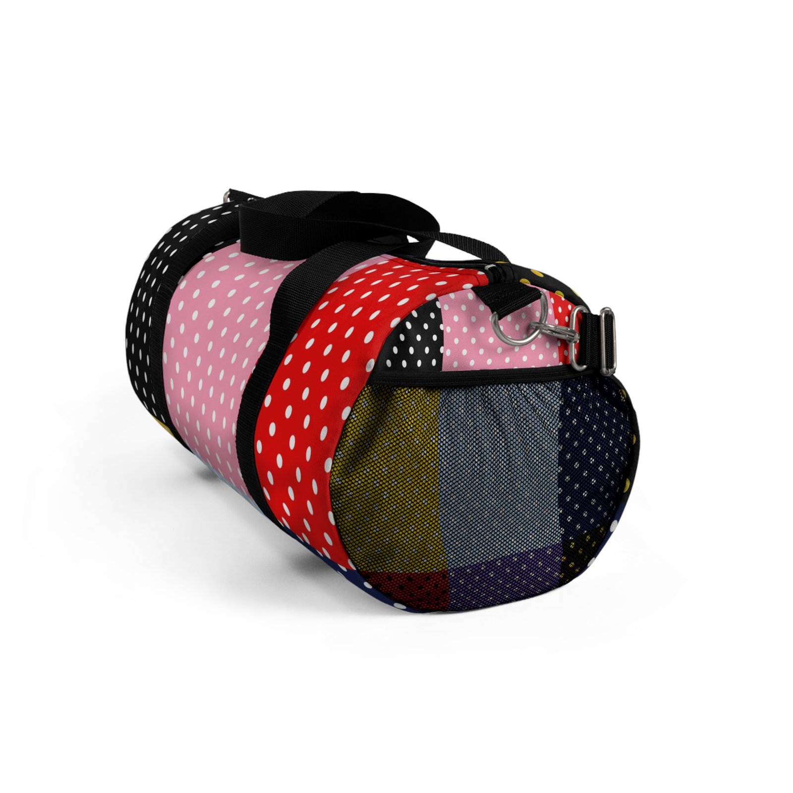 Polka Dot Patchwork Duffel Bag — Colorblock Travel & Gym Bag - Image 12