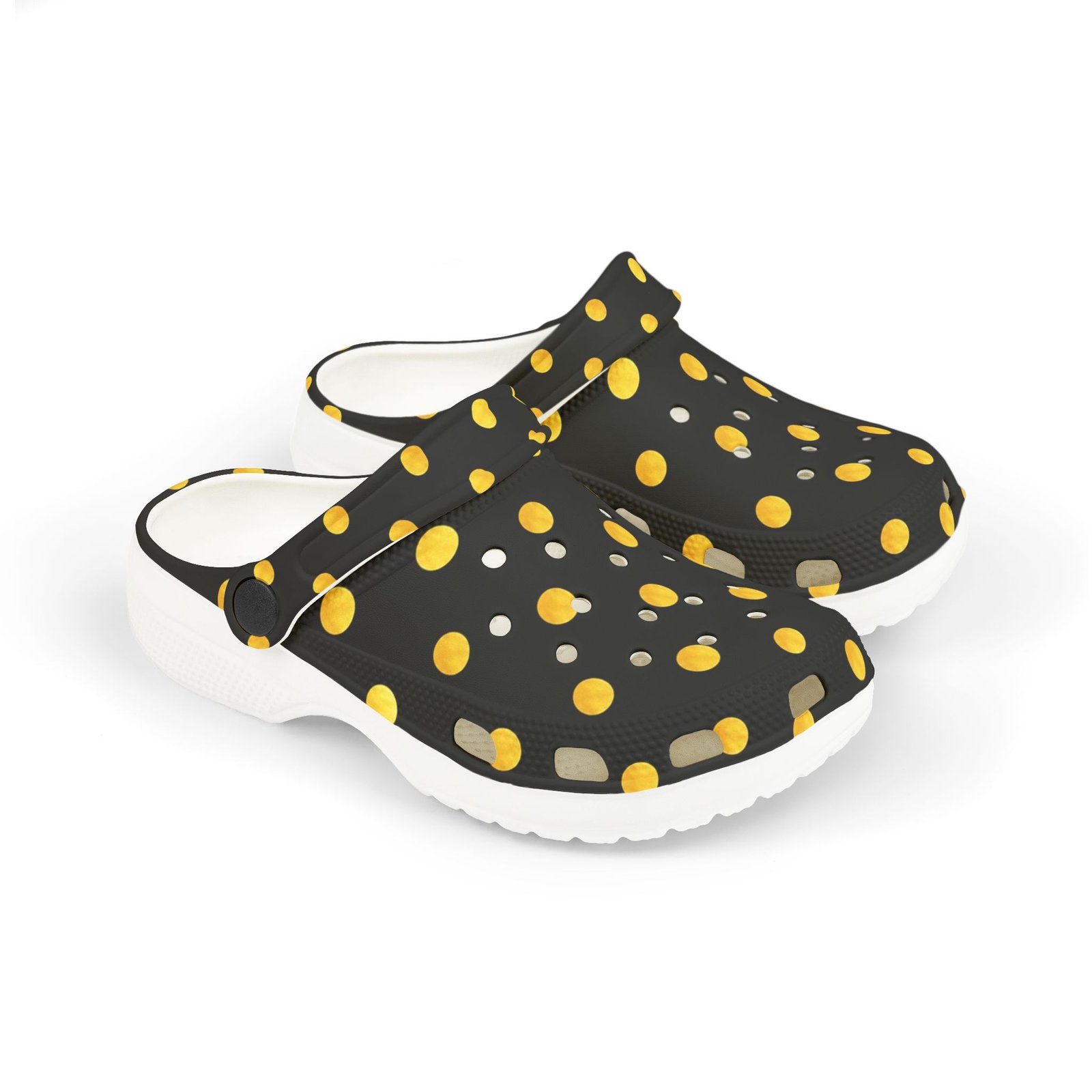 Kids Polka Dot Foam Clogs – Black & Yellow Comfortable Slip-On Shoes - Image 11