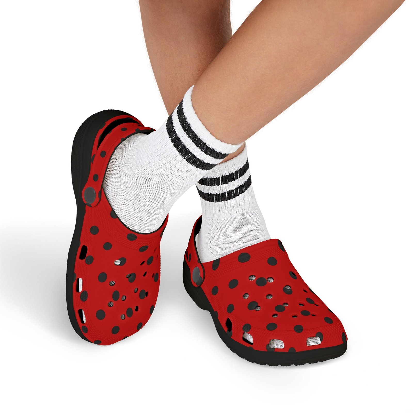 Kids Red & Black Polka Dot EVA Foam Clogs