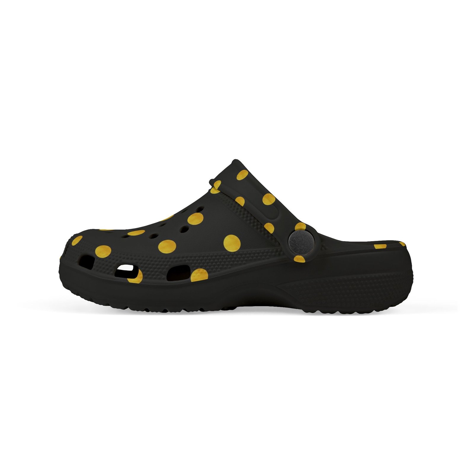 Kids Polka Dot Foam Clogs – Black & Yellow Comfortable Slip-On Shoes - Image 5