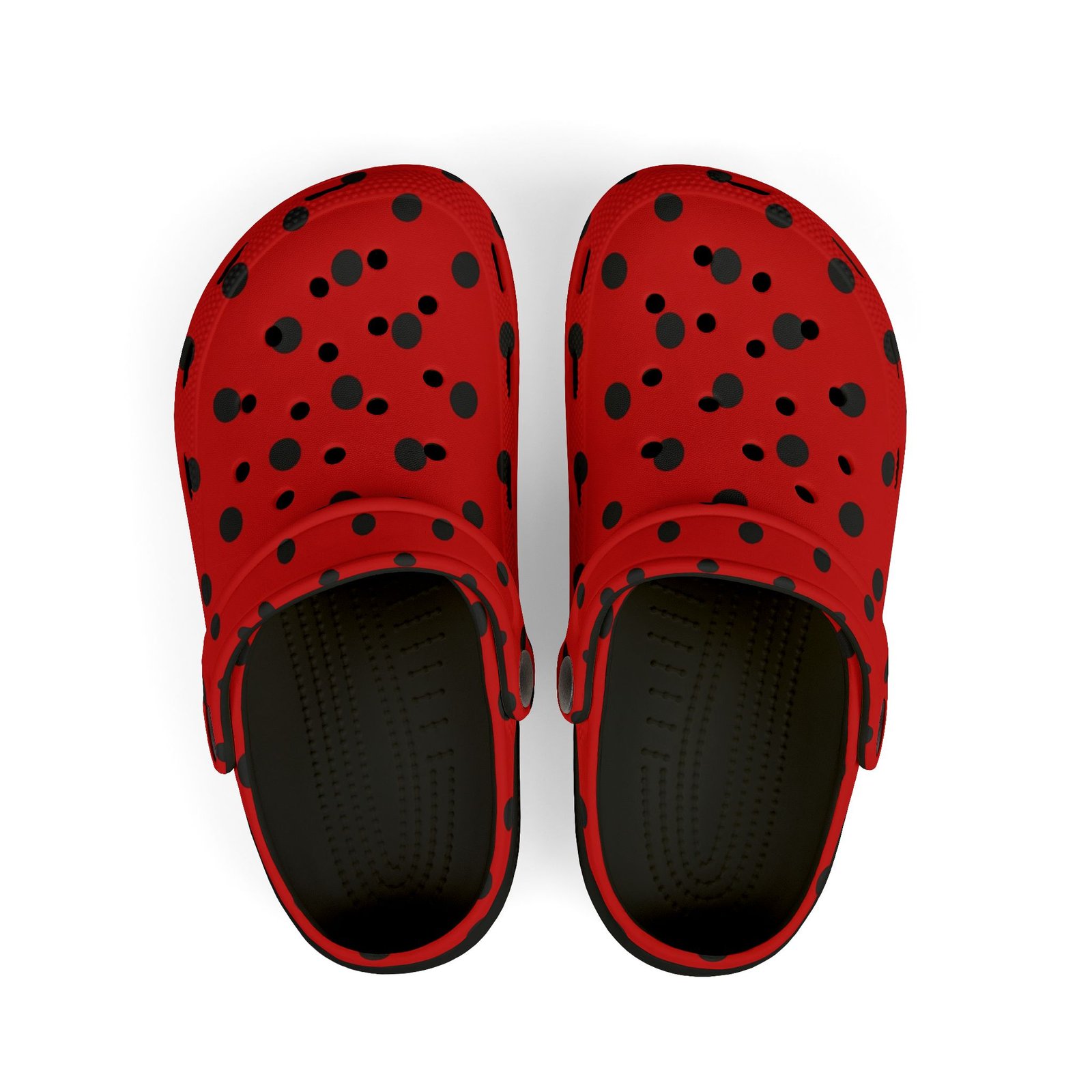 Kids Red & Black Polka Dot EVA Foam Clogs - Image 2