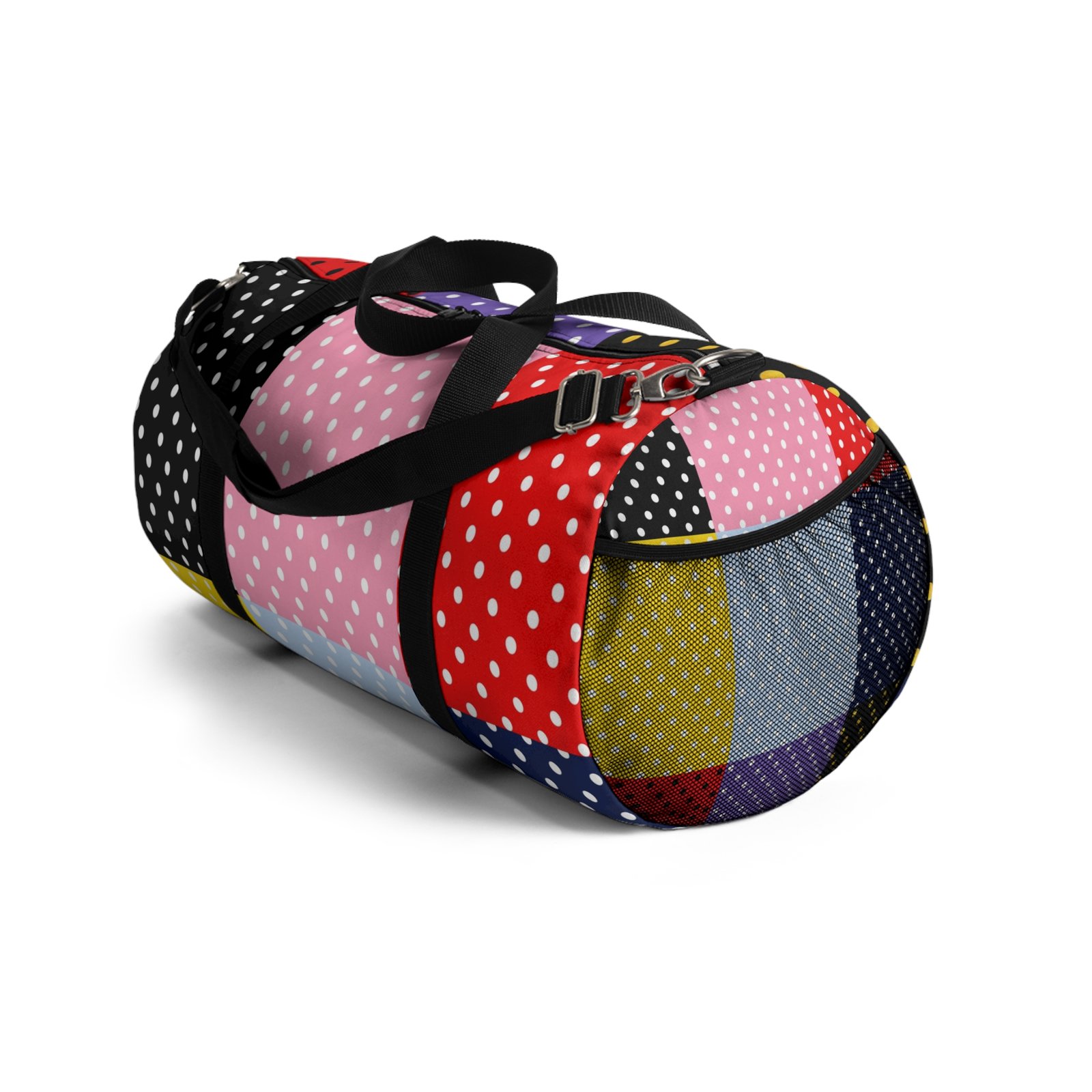 Polka Dot Patchwork Duffel Bag — Colorblock Travel & Gym Bag - Image 5