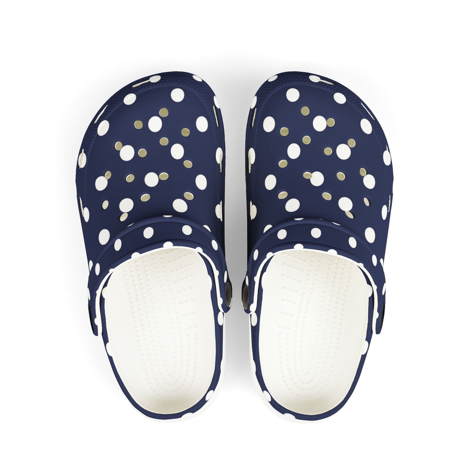Kids Navy Polka Dot EVA Foam Clogs – Lightweight Slip-On Sandals for Toddlers & Children - Image 2