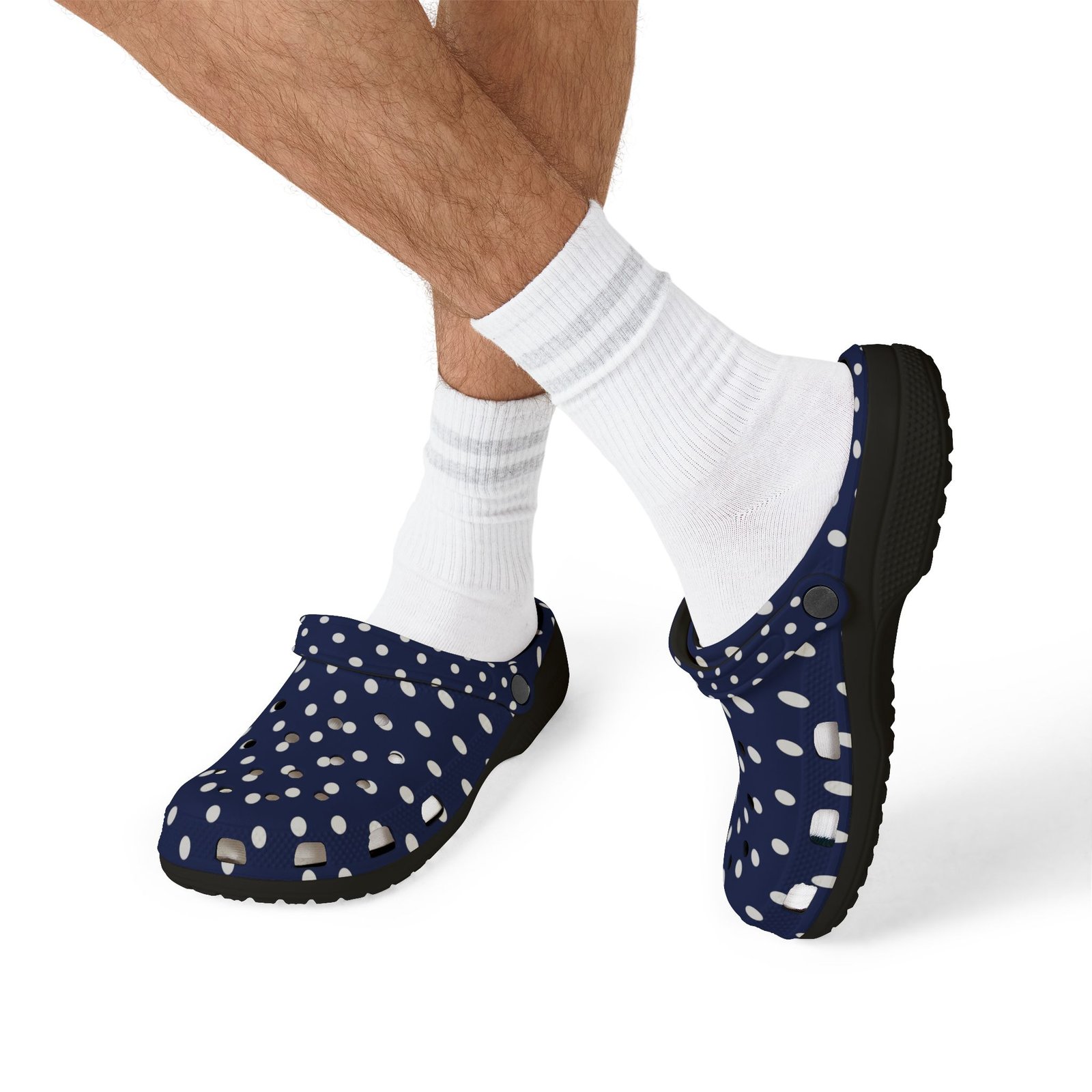 Navy & White Polka Dot EVA Foam Clogs - Image 17