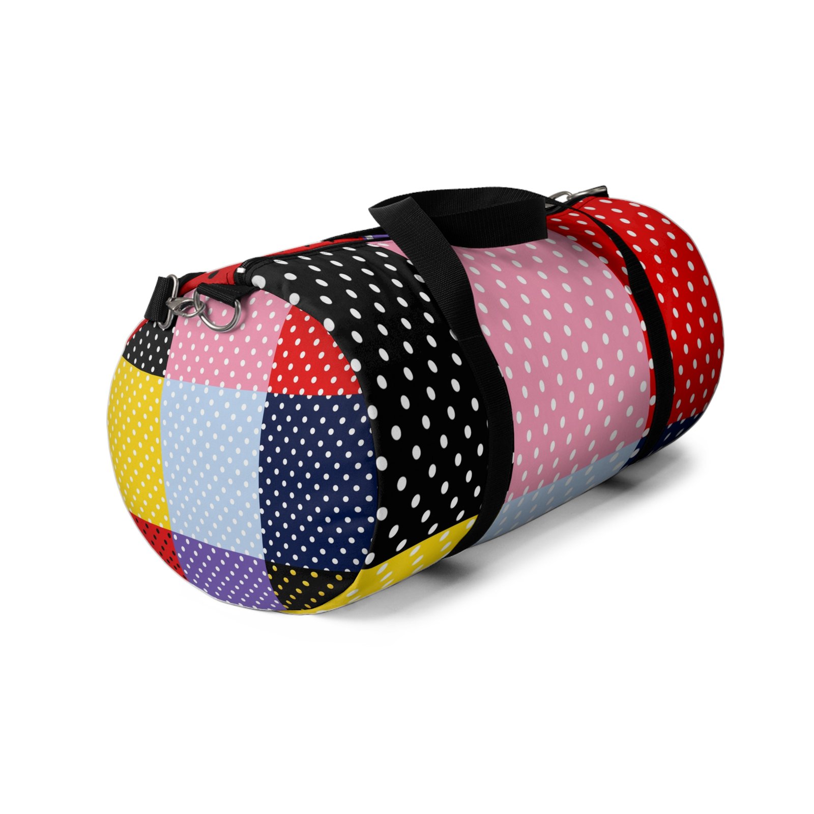 Polka Dot Patchwork Duffel Bag — Colorblock Travel & Gym Bag - Image 4