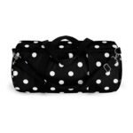 Black Polka Dot Duffel Bag — Classic Travel & Gym Tote