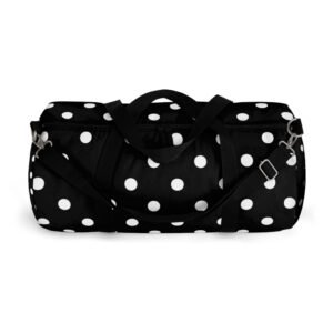 Black Polka Dot Duffel Bag — Classic Travel & Gym Tote