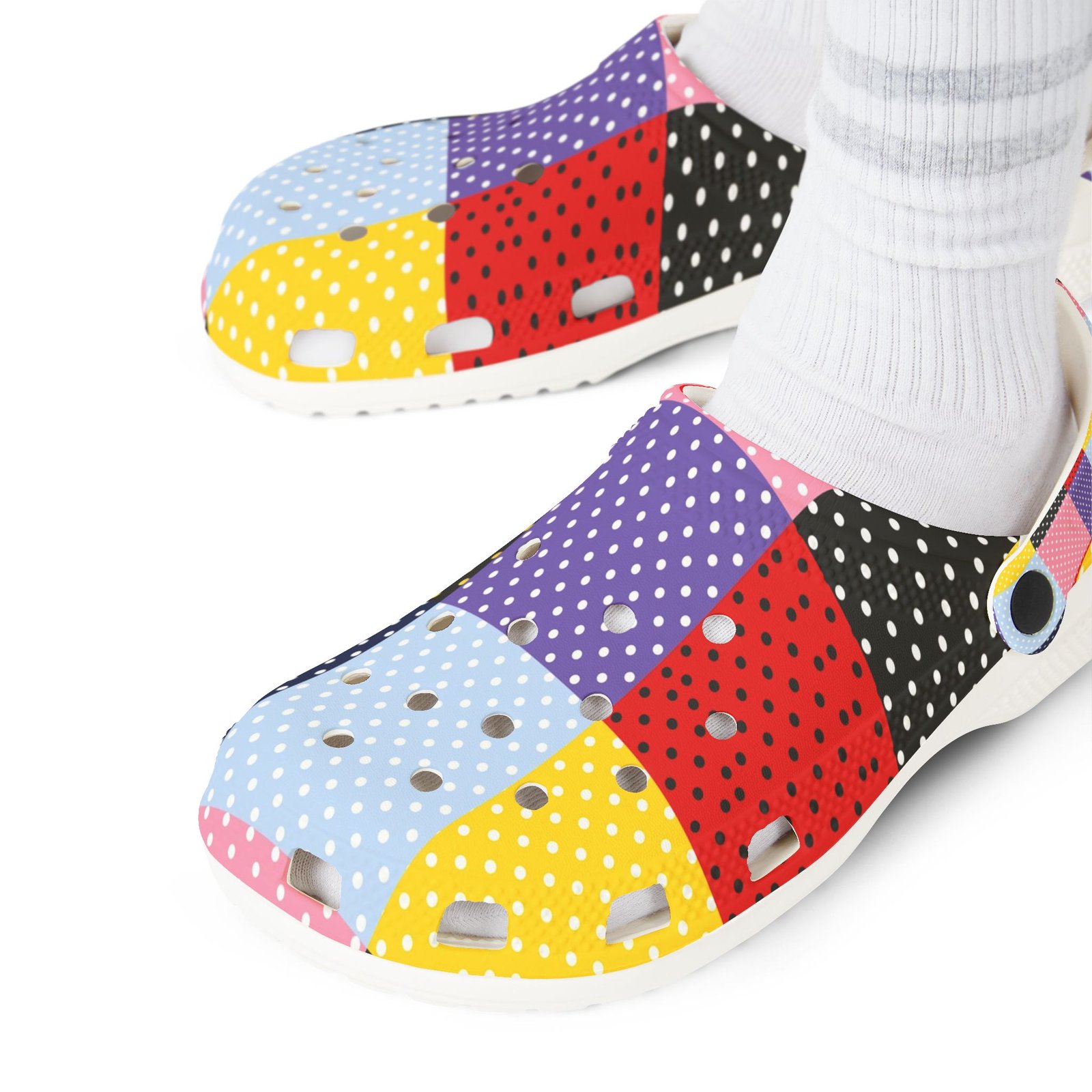 Patchwork Polka Dot EVA Clogs - Image 16