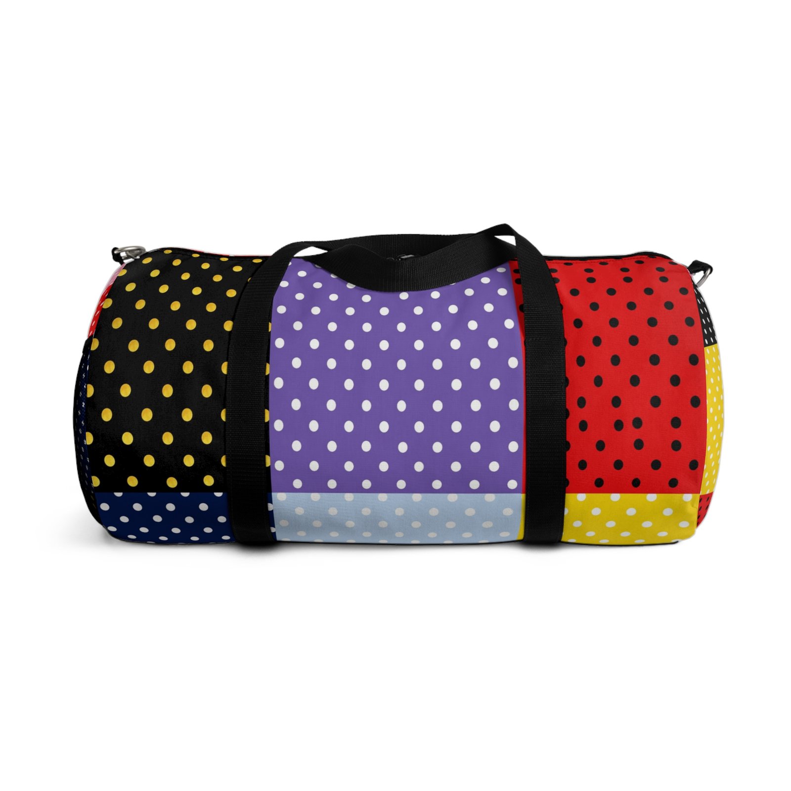 Polka Dot Patchwork Duffel Bag — Colorblock Travel & Gym Bag - Image 6