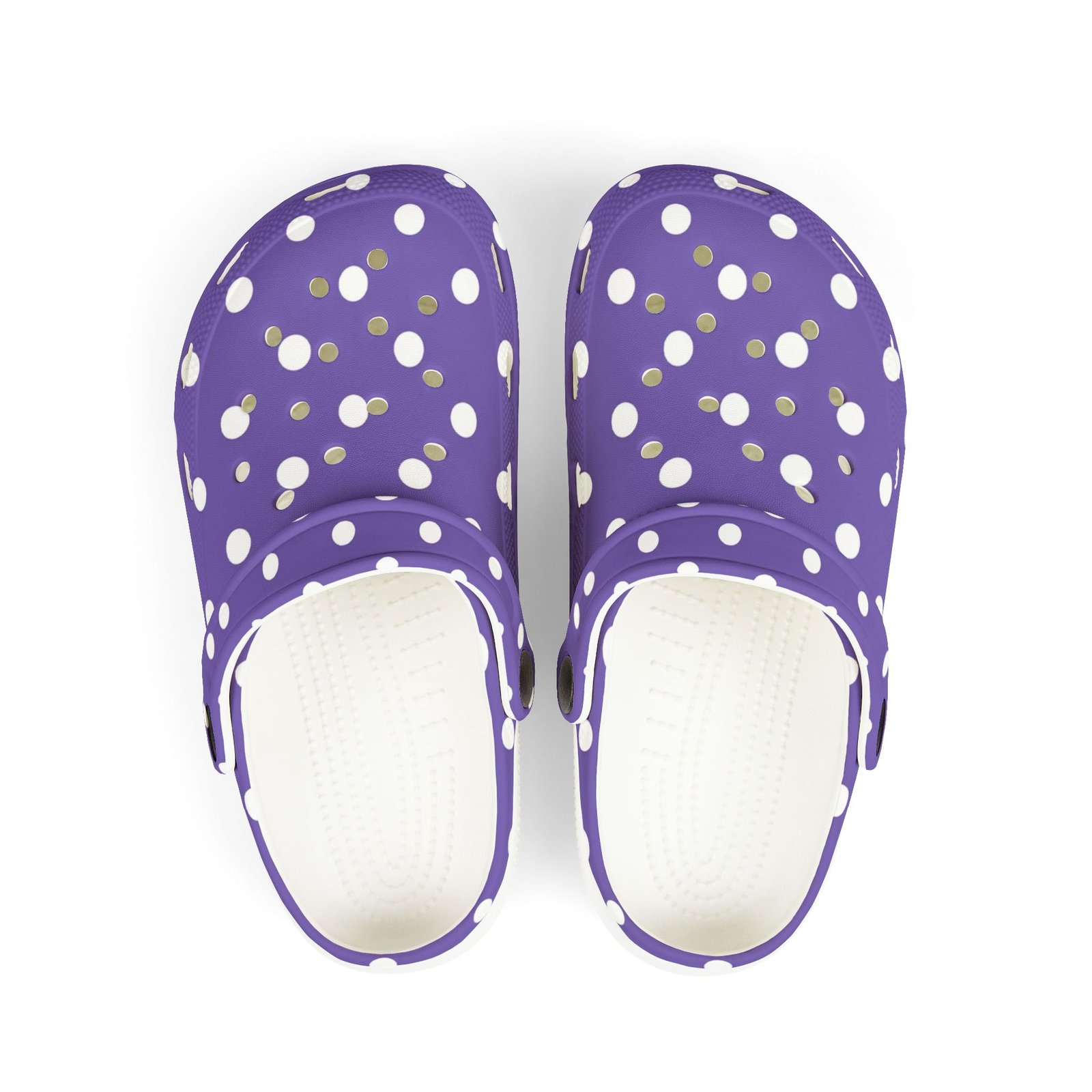 Kids Purple Polka Dot EVA Foam Clogs — Breathable Lightweight Slip-On Shoes - Image 2