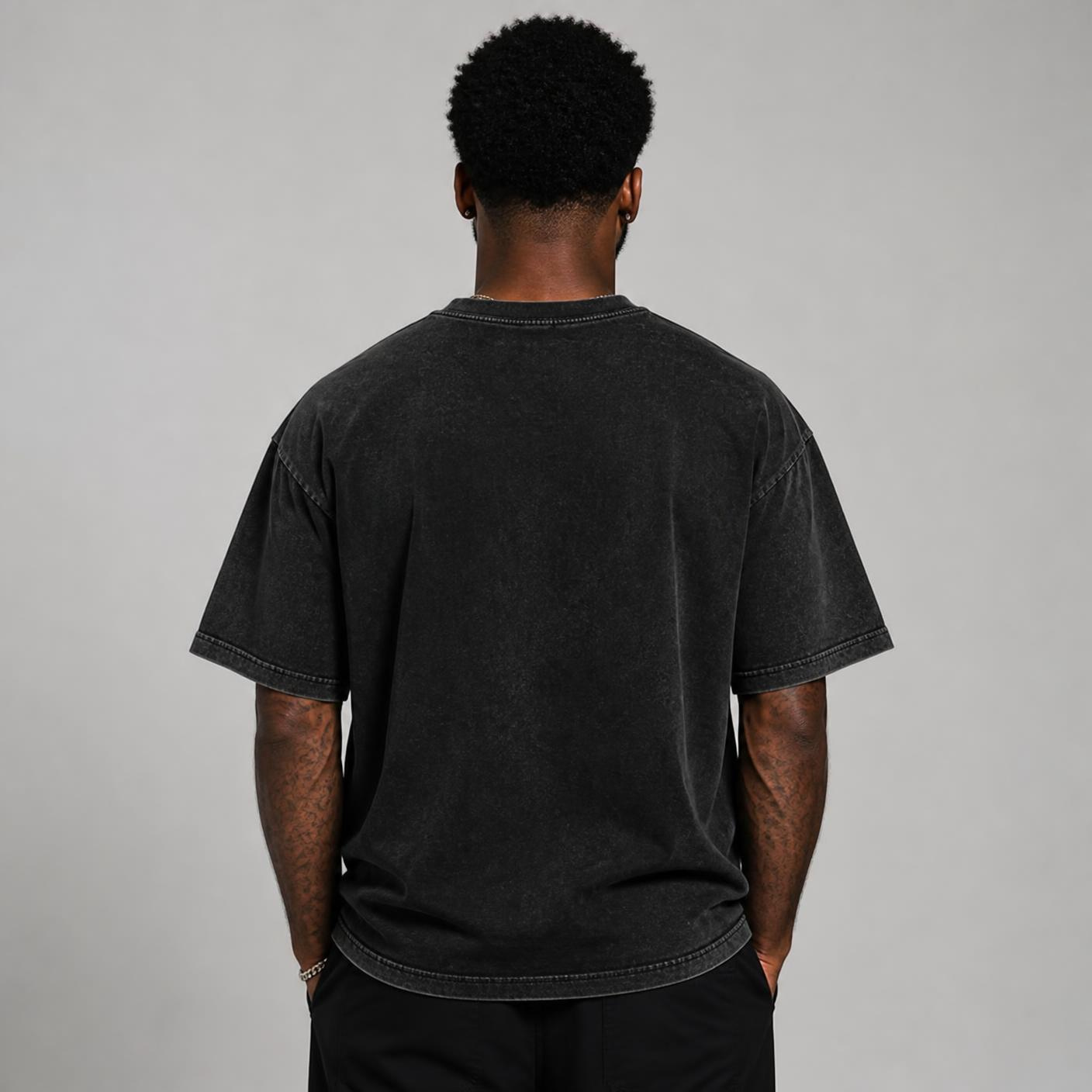 Built Different: Crowned Duality Snow Washed Oversized Cotton T-Shirt - Image 2