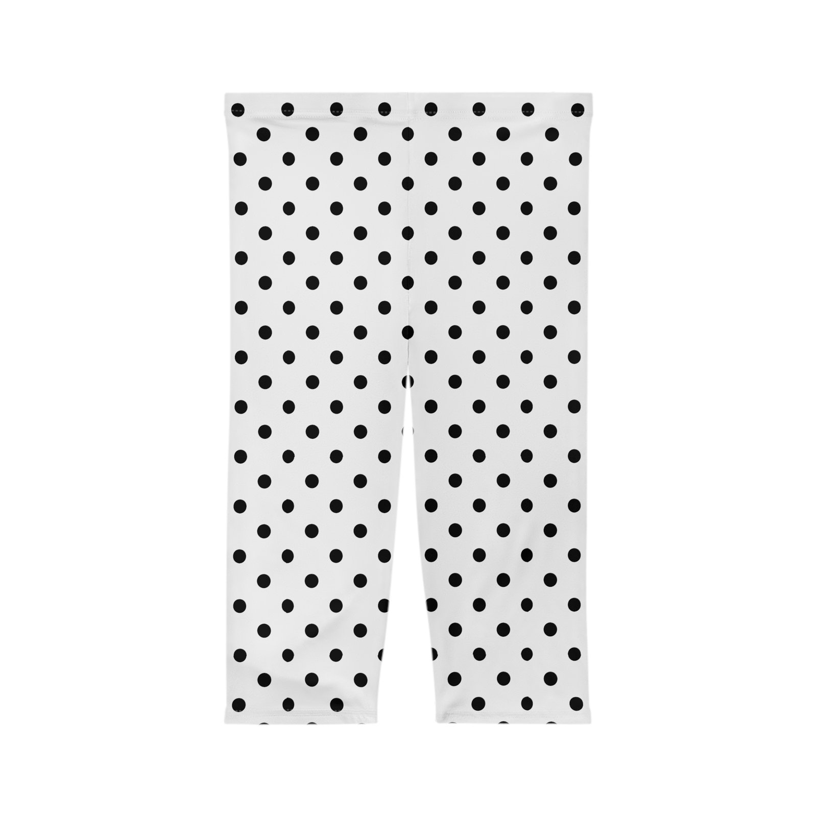 Black Polka Dot Capri Leggings | Women's Capri Leggings AOP - Image 3