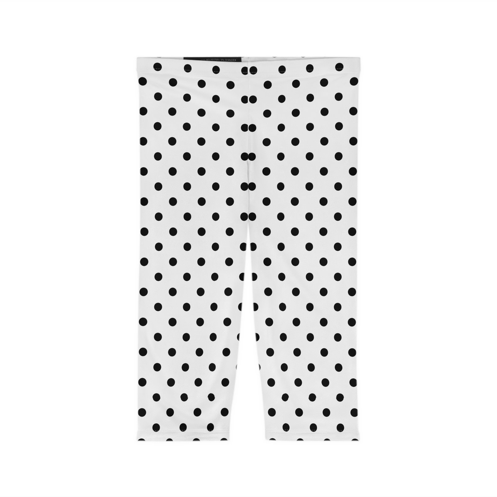 Black Polka Dot Capri Leggings | Women's Capri Leggings AOP - Image 2