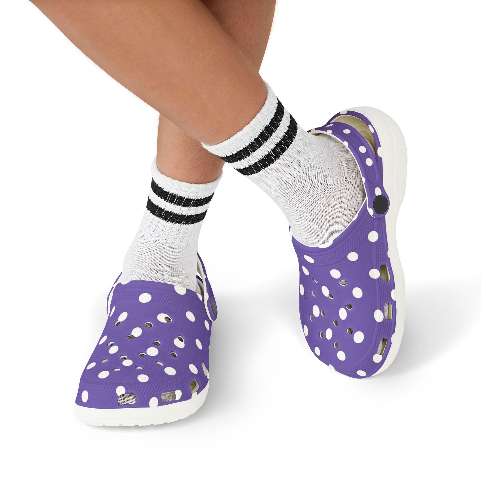 Kids Purple Polka Dot EVA Foam Clogs — Breathable Lightweight Slip-On Shoes - Image 9