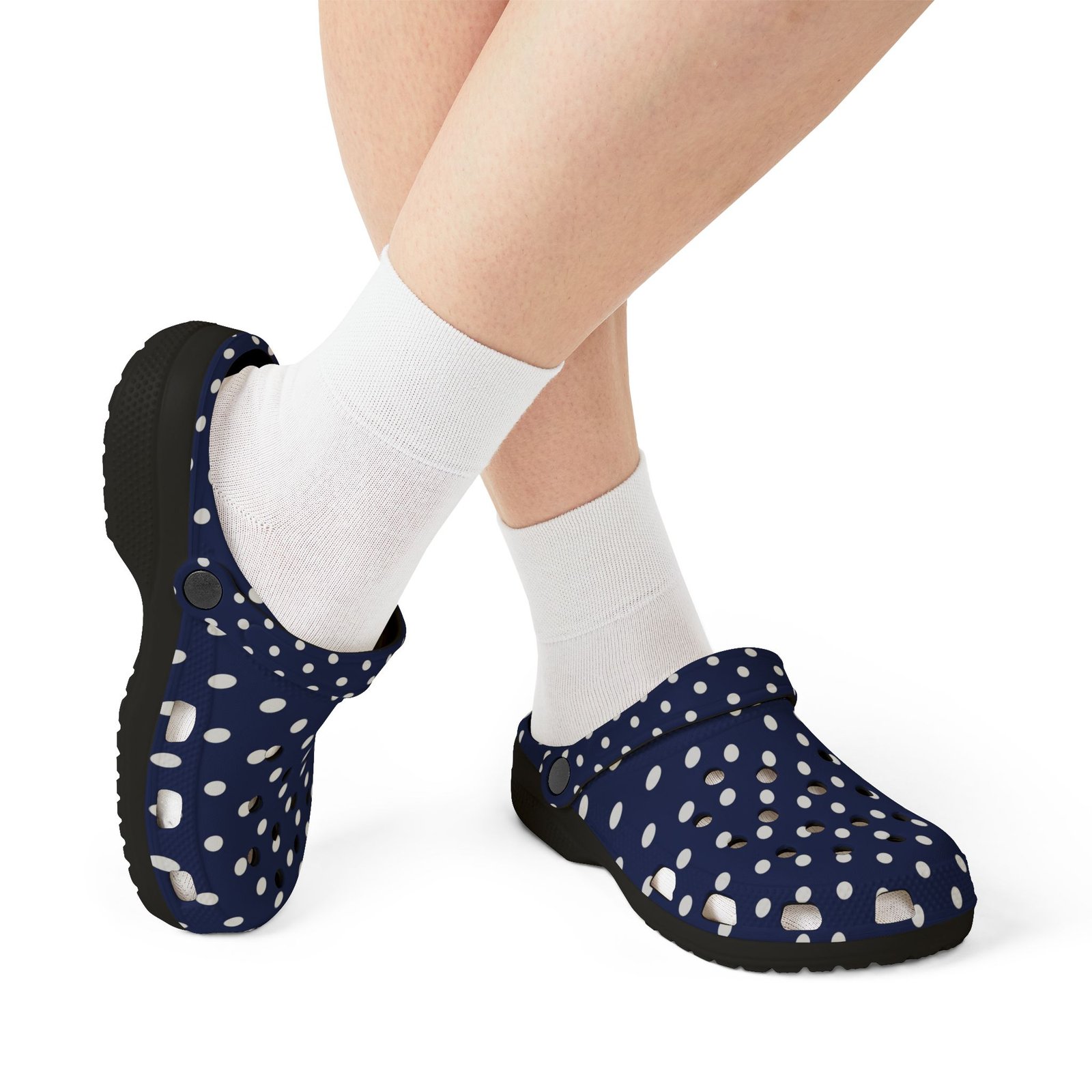 Navy & White Polka Dot EVA Foam Clogs - Image 18