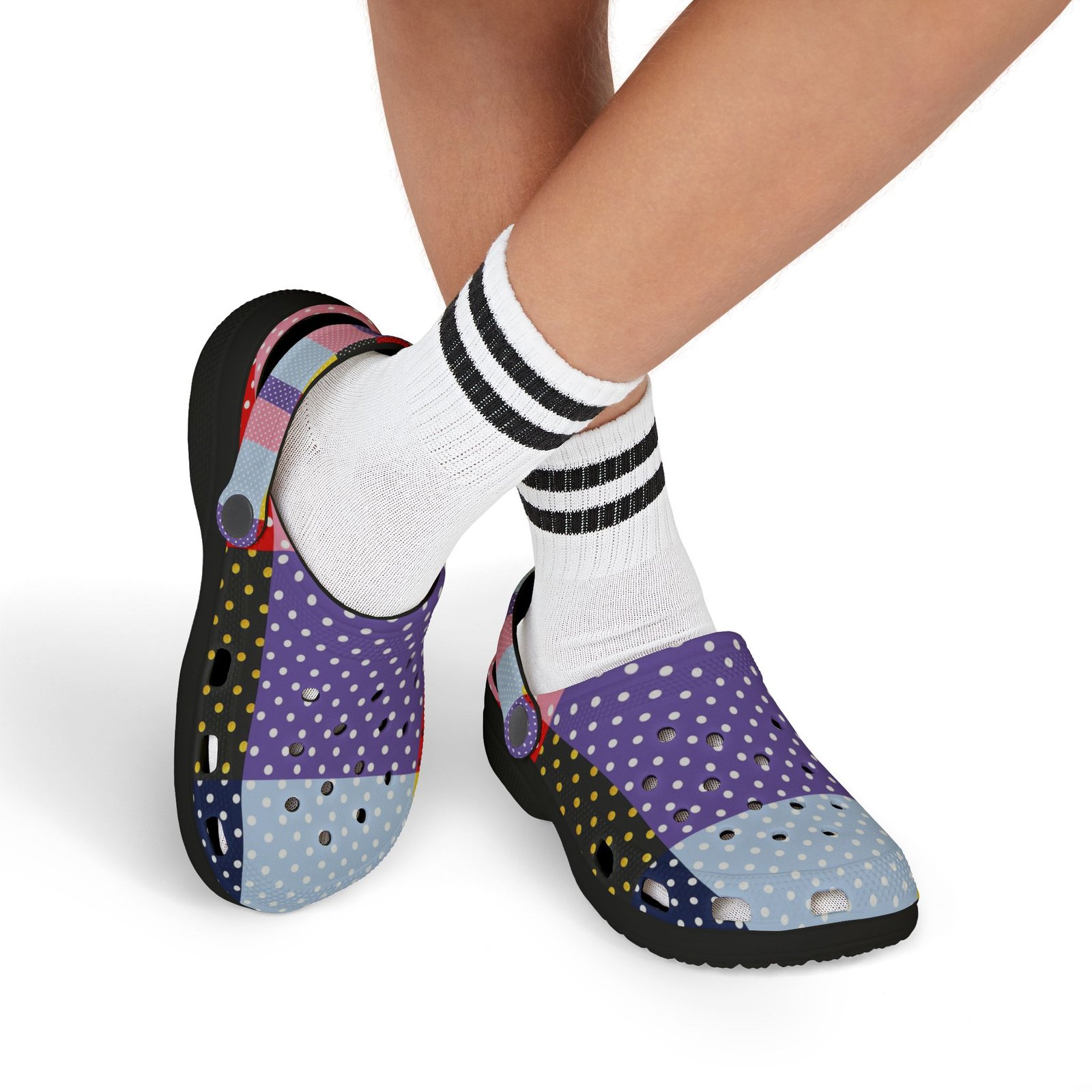 Kids Patchwork Polka Dot EVA Foam Clogs – Colorful Slip-On Sandals for Boys & Girls - Image 9