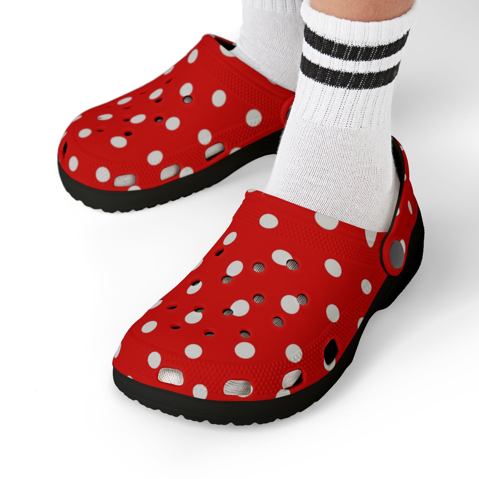 Kids Red & White Polka Dot EVA Foam Clogs - Image 16