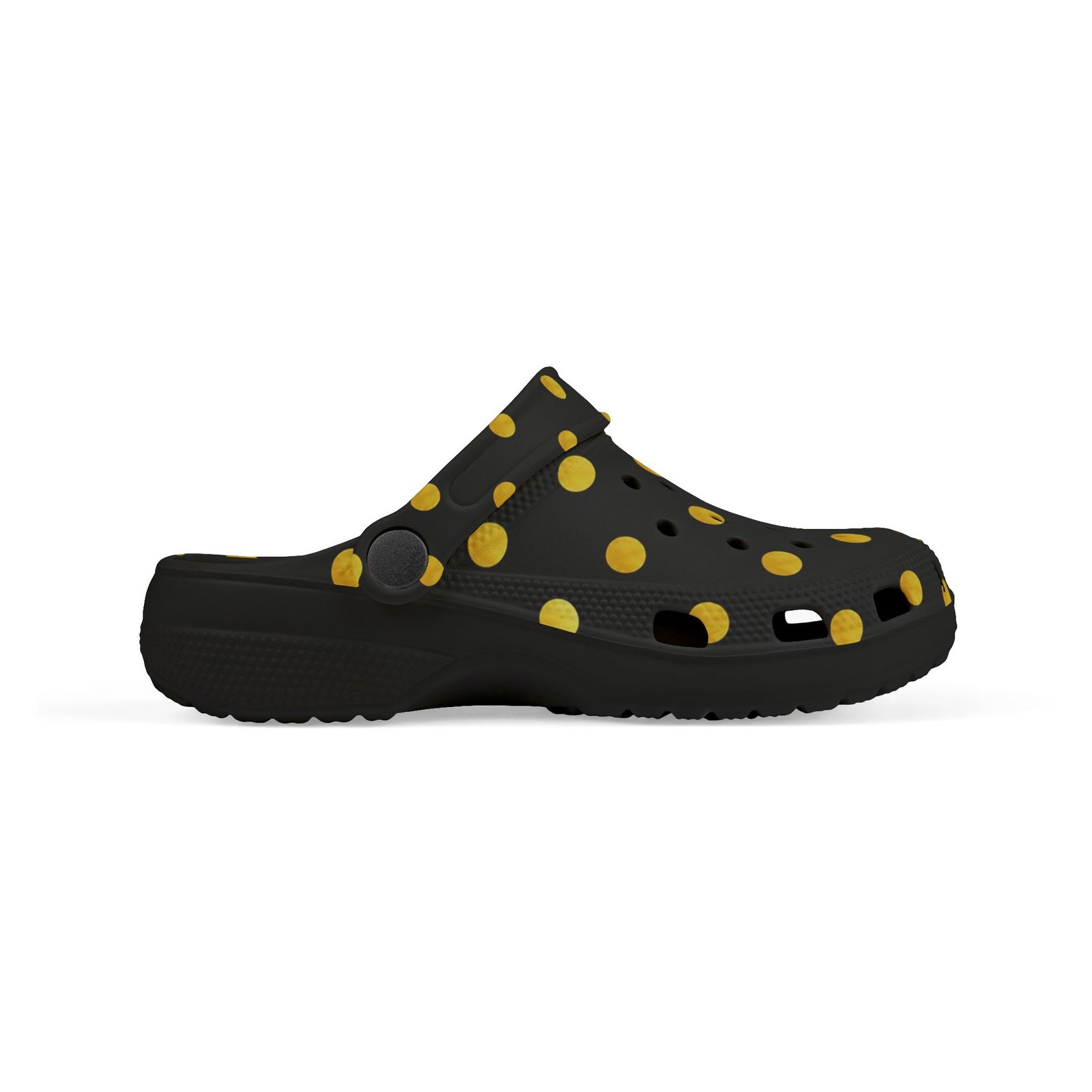 Kids Polka Dot Foam Clogs – Black & Yellow Comfortable Slip-On Shoes - Image 7
