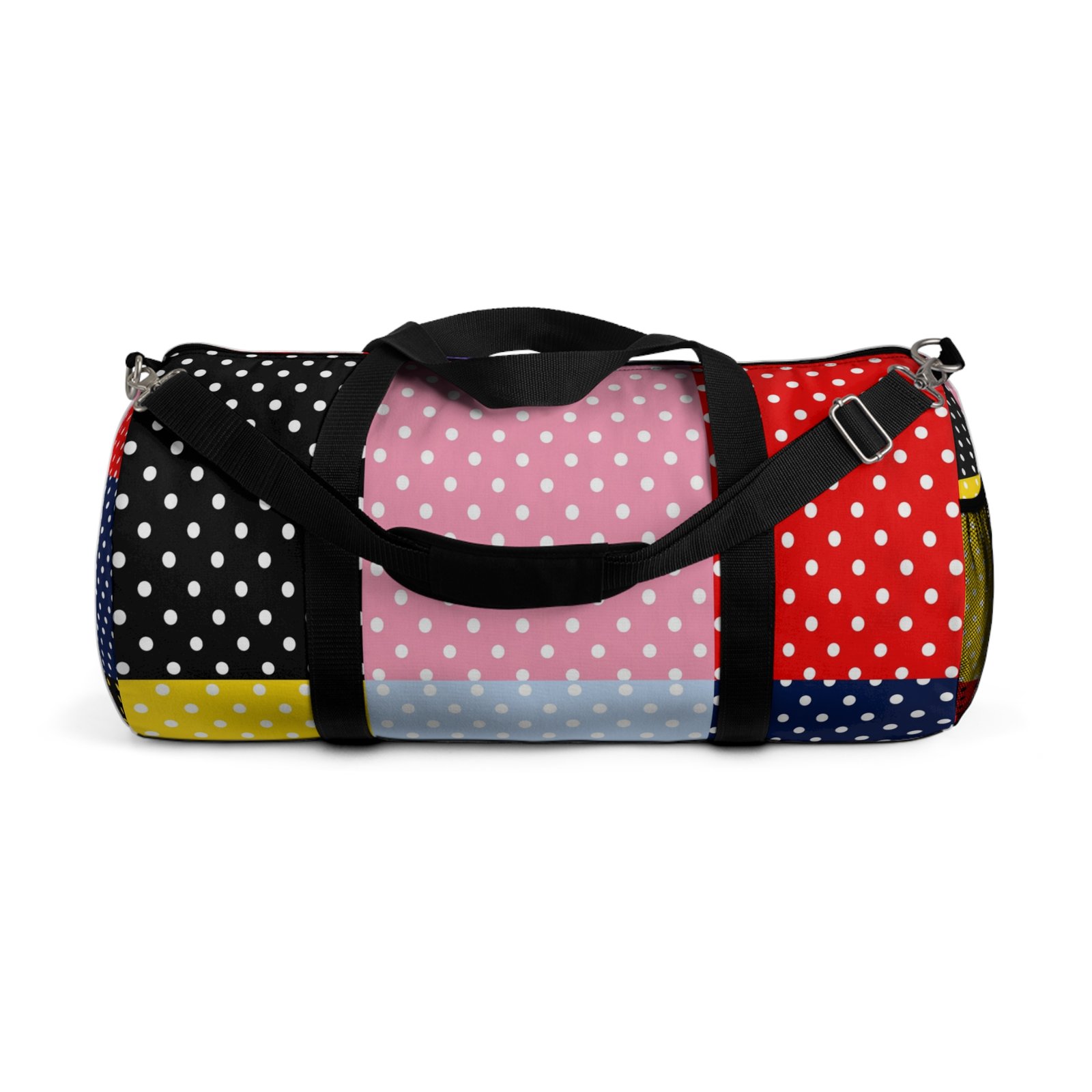 Polka Dot Patchwork Duffel Bag — Colorblock Travel & Gym Bag - Image 2