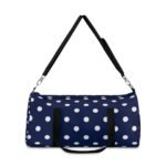 Navy Polka Dot Duffel Bag — Stylish Travel & Gym Tote