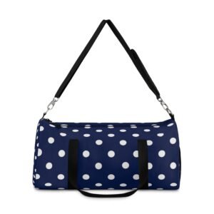 Navy Polka Dot Duffel Bag — Stylish Travel & Gym Tote
