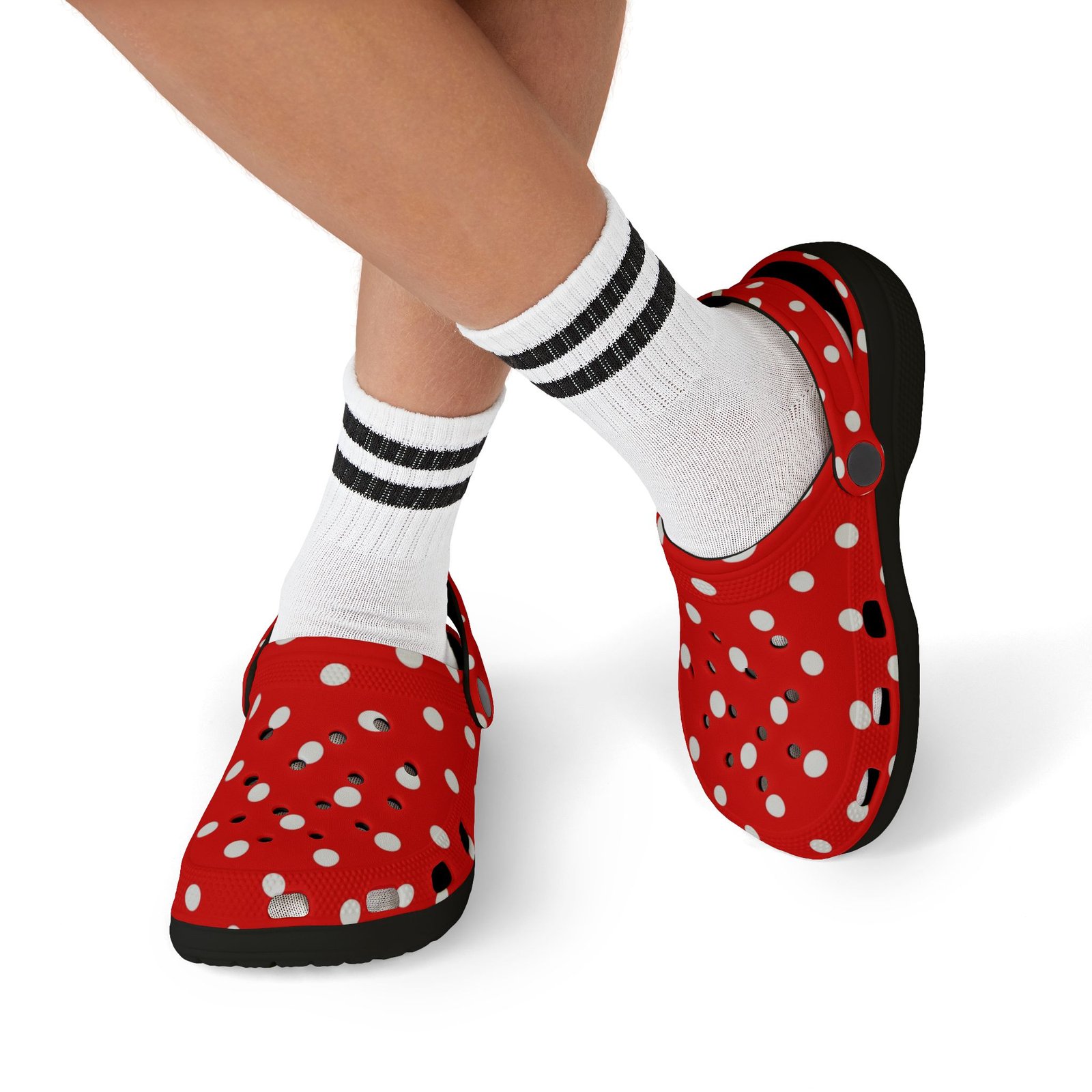 Kids Red & White Polka Dot EVA Foam Clogs - Image 17