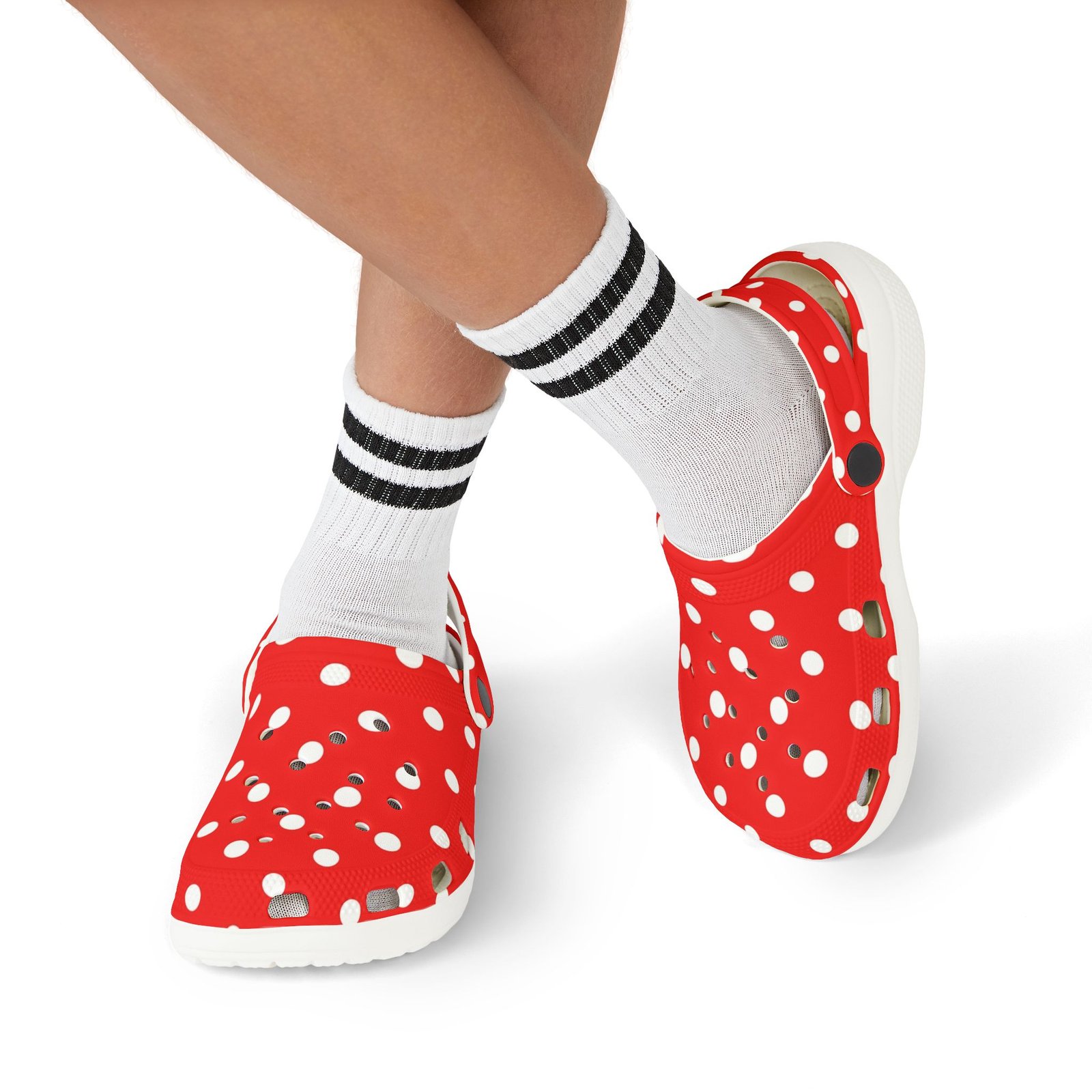 Kids Red & White Polka Dot EVA Foam Clogs - Image 9