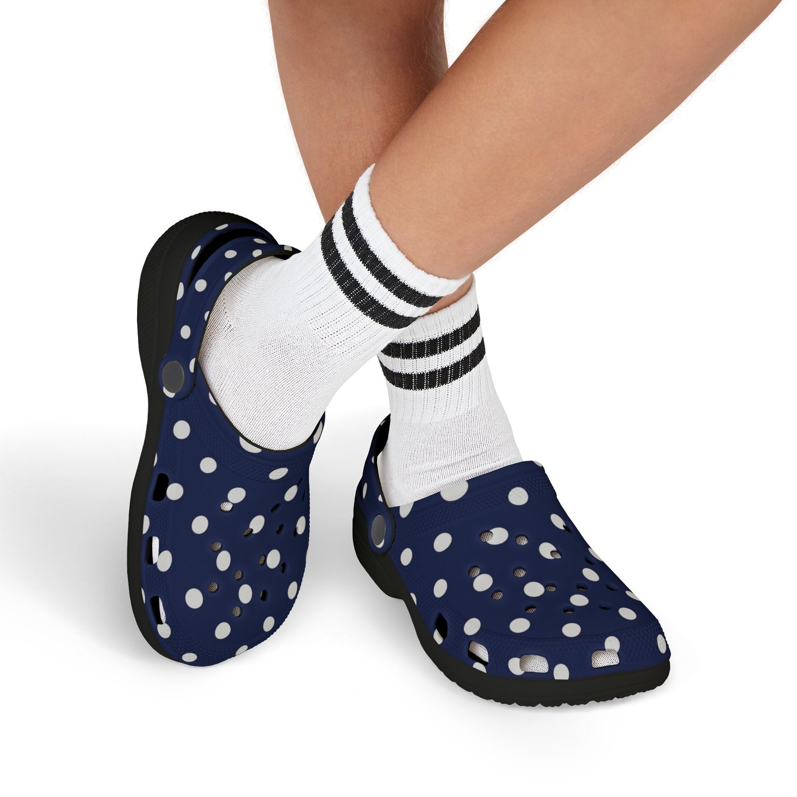 Kids Navy Polka Dot EVA Foam Clogs – Lightweight Slip-On Sandals for Toddlers & Children - Image 18