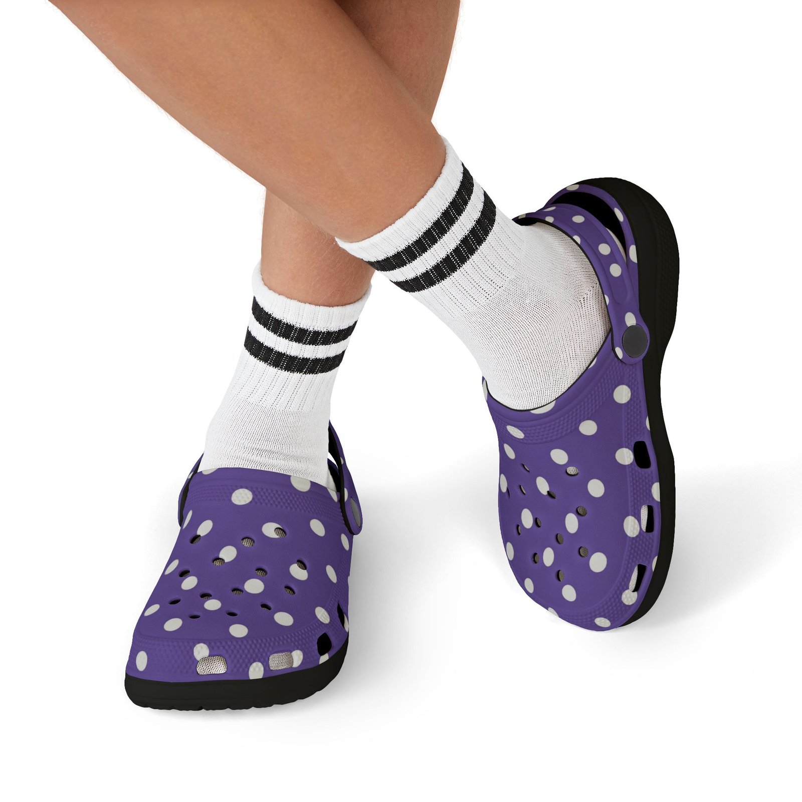 Kids Purple Polka Dot EVA Foam Clogs — Breathable Lightweight Slip-On Shoes - Image 17