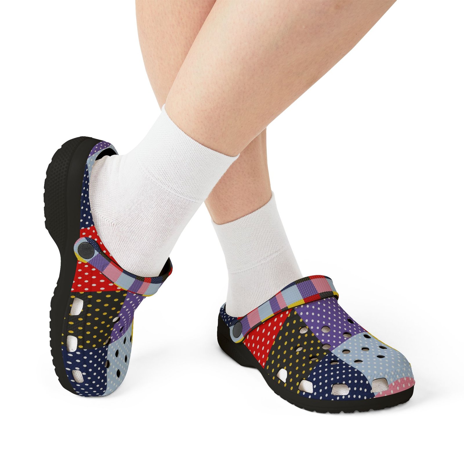 Patchwork Polka Dot EVA Clogs - Image 7