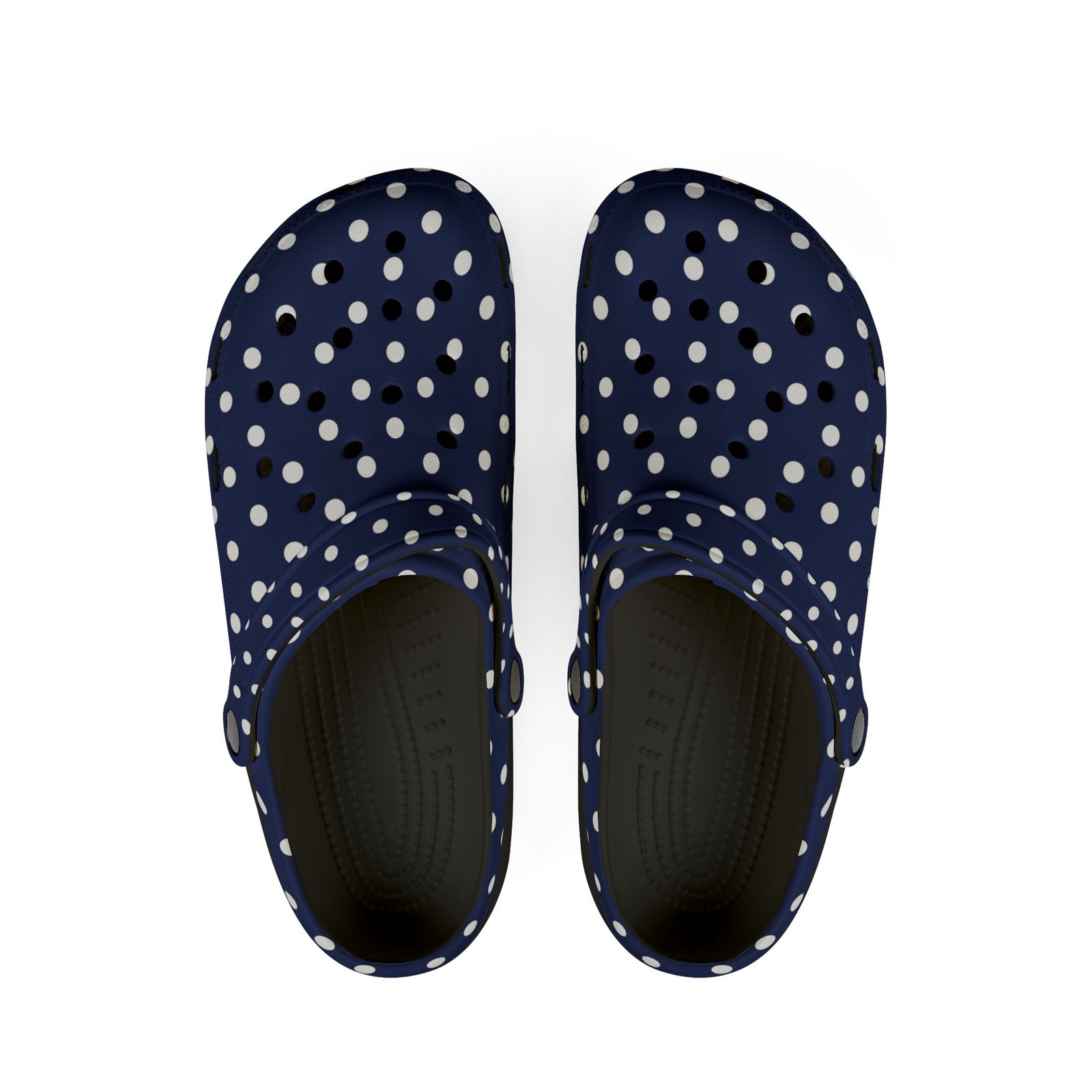 Navy & White Polka Dot EVA Foam Clogs - Image 10