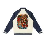 Dragon and Tiger Mythic Clash Contrast Raglan Sleeve Baseball Jacket