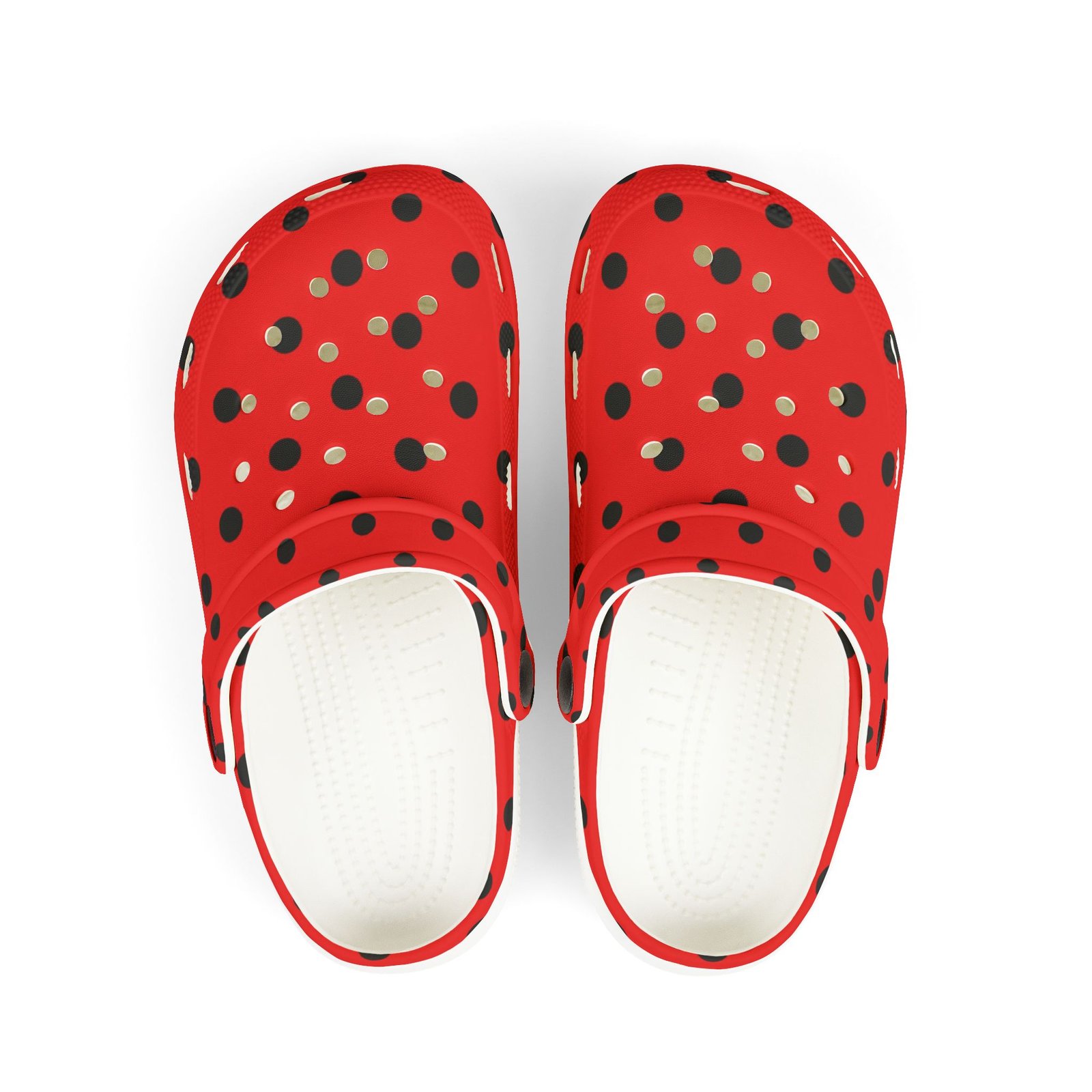 Kids Red & Black Polka Dot EVA Foam Clogs - Image 10