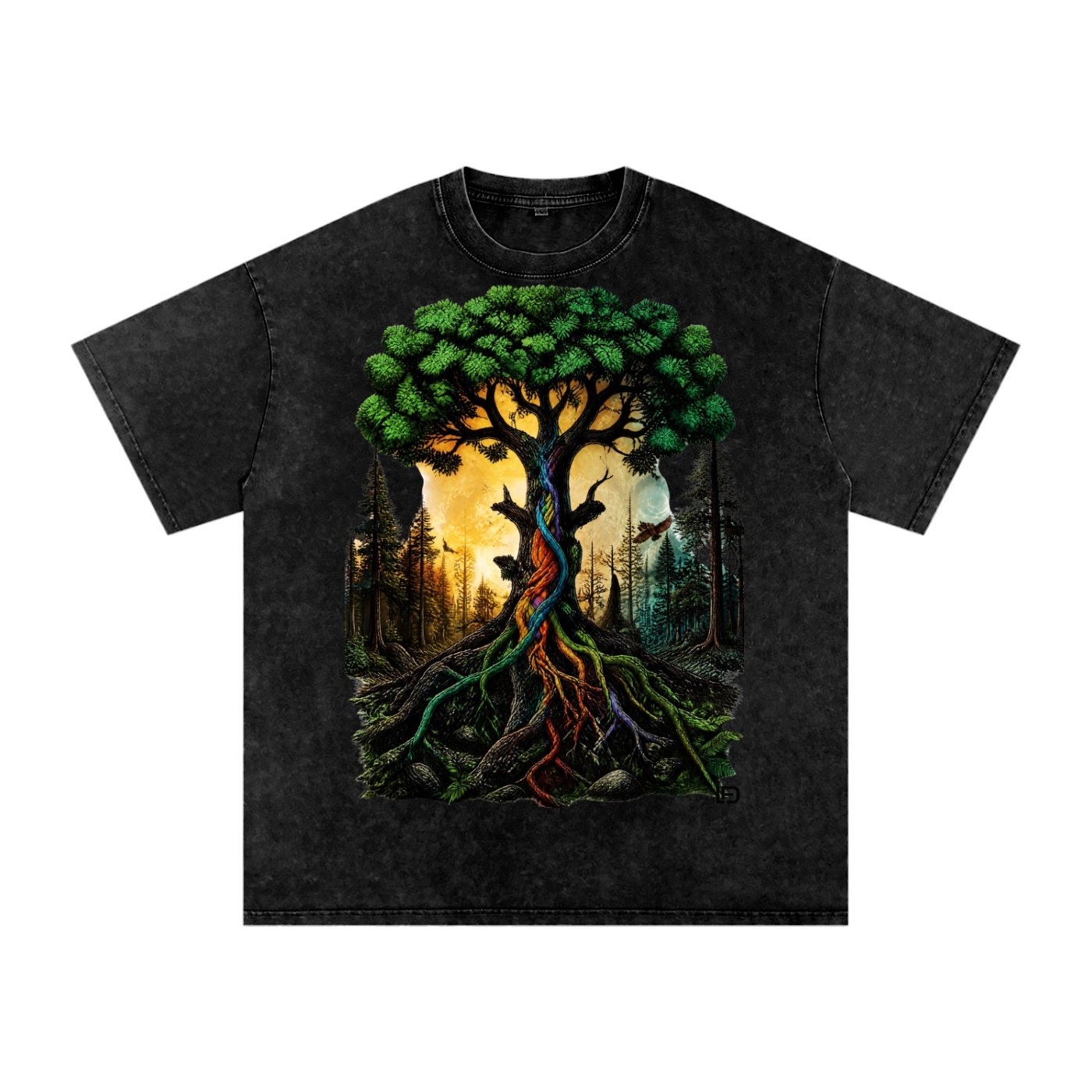 The One Tree of Life Snow Washed Oversized Cotton T-Shirt