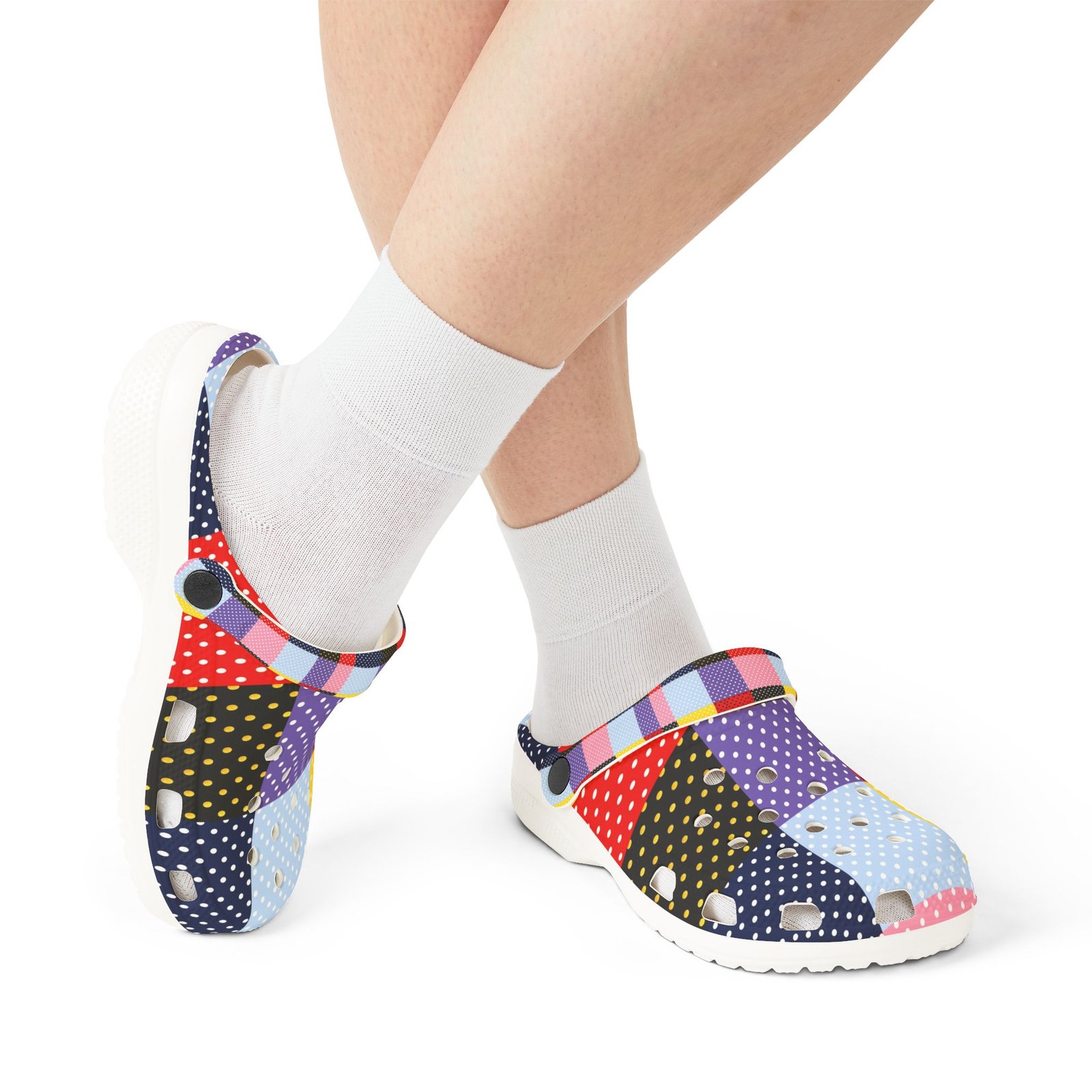 Patchwork Polka Dot EVA Clogs - Image 15
