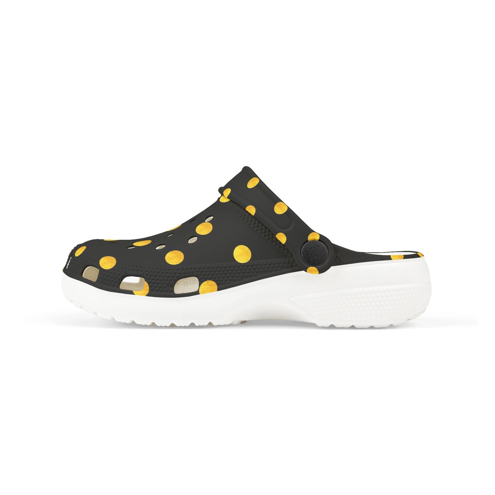 Kids Polka Dot Foam Clogs – Black & Yellow Comfortable Slip-On Shoes - Image 13
