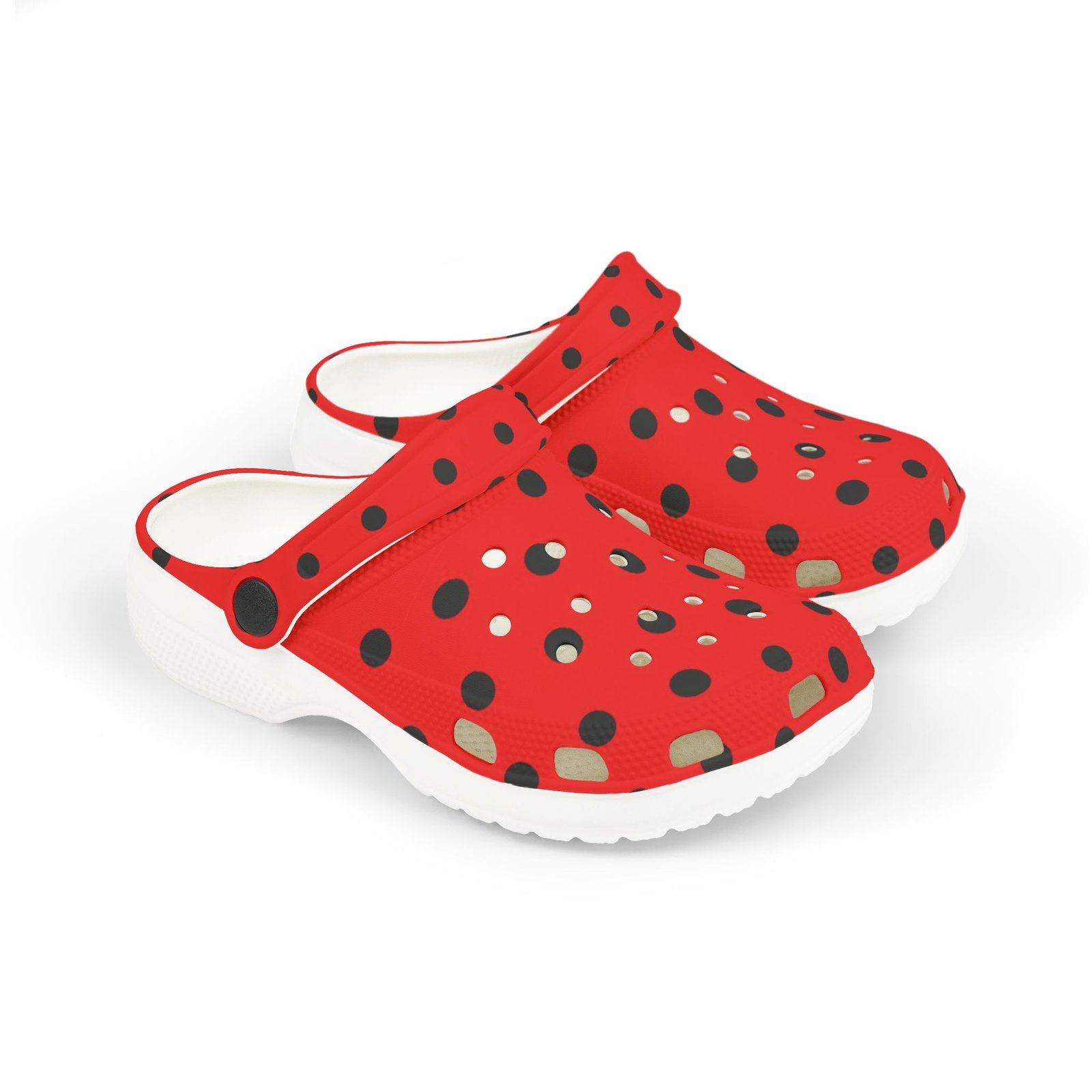 Kids Red & Black Polka Dot EVA Foam Clogs - Image 11
