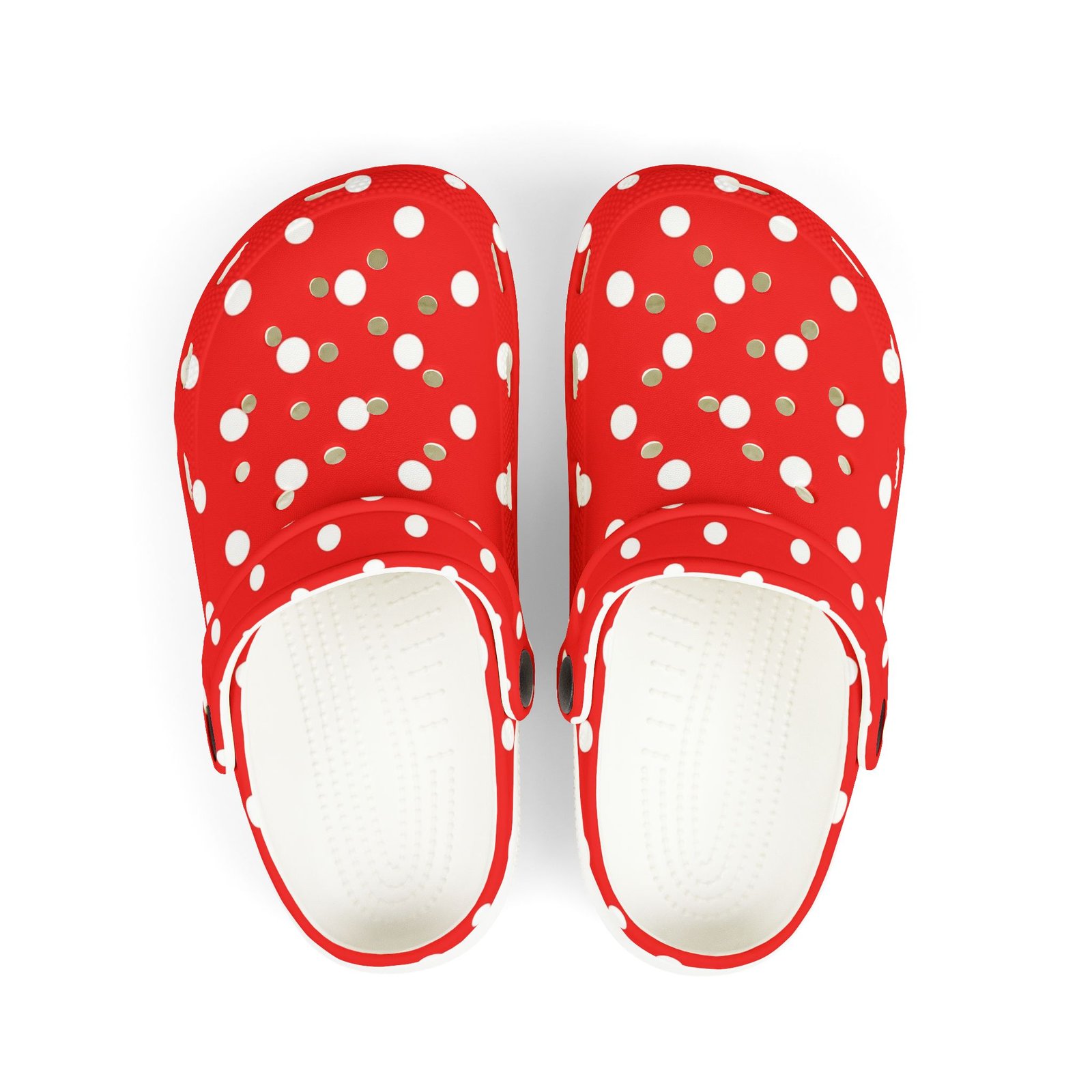 Kids Red & White Polka Dot EVA Foam Clogs - Image 2