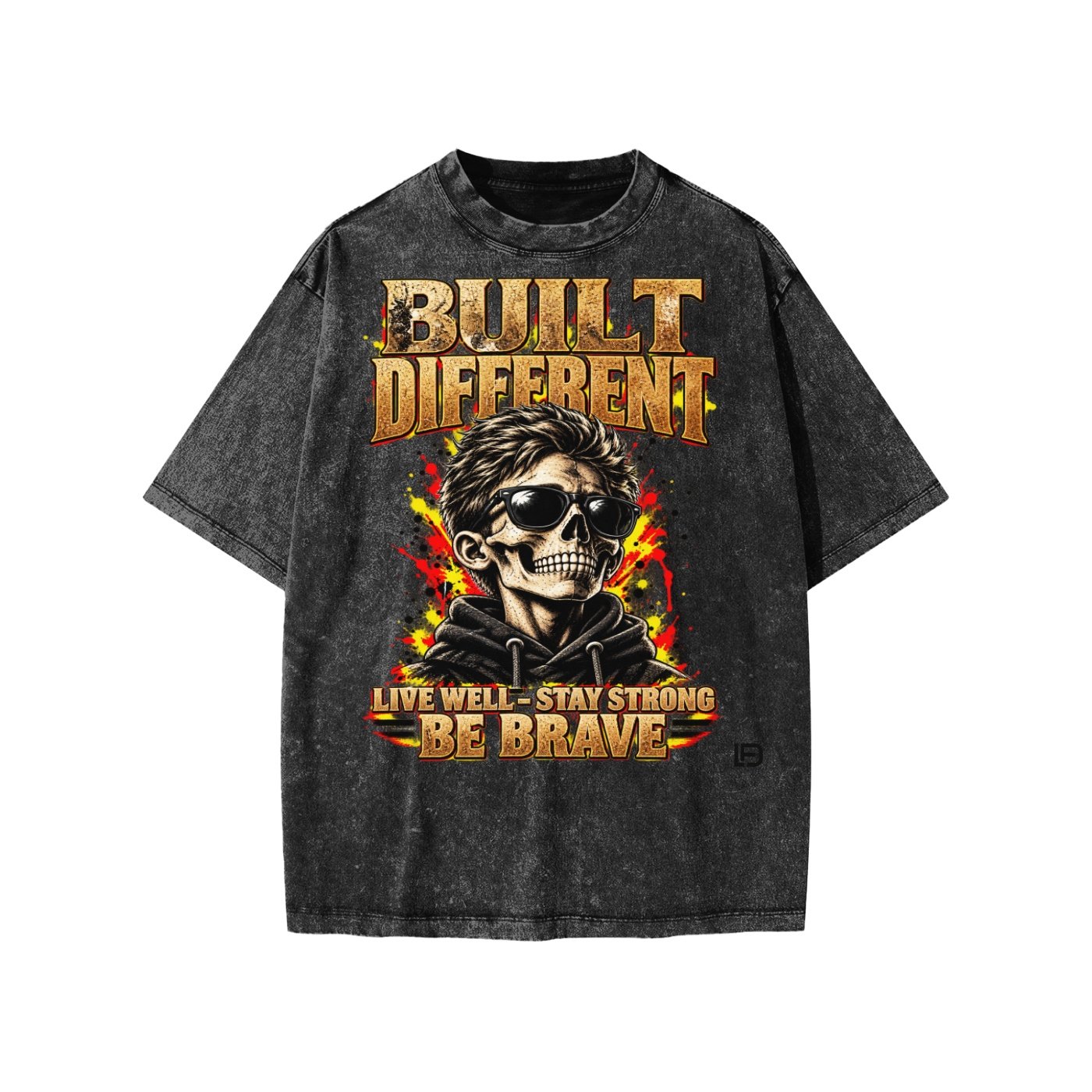 Kids & Teens Built Different: Live Well, Stay Strong, Be Brave Snow Washed Oversized Cotton T-Shirt - Image 7