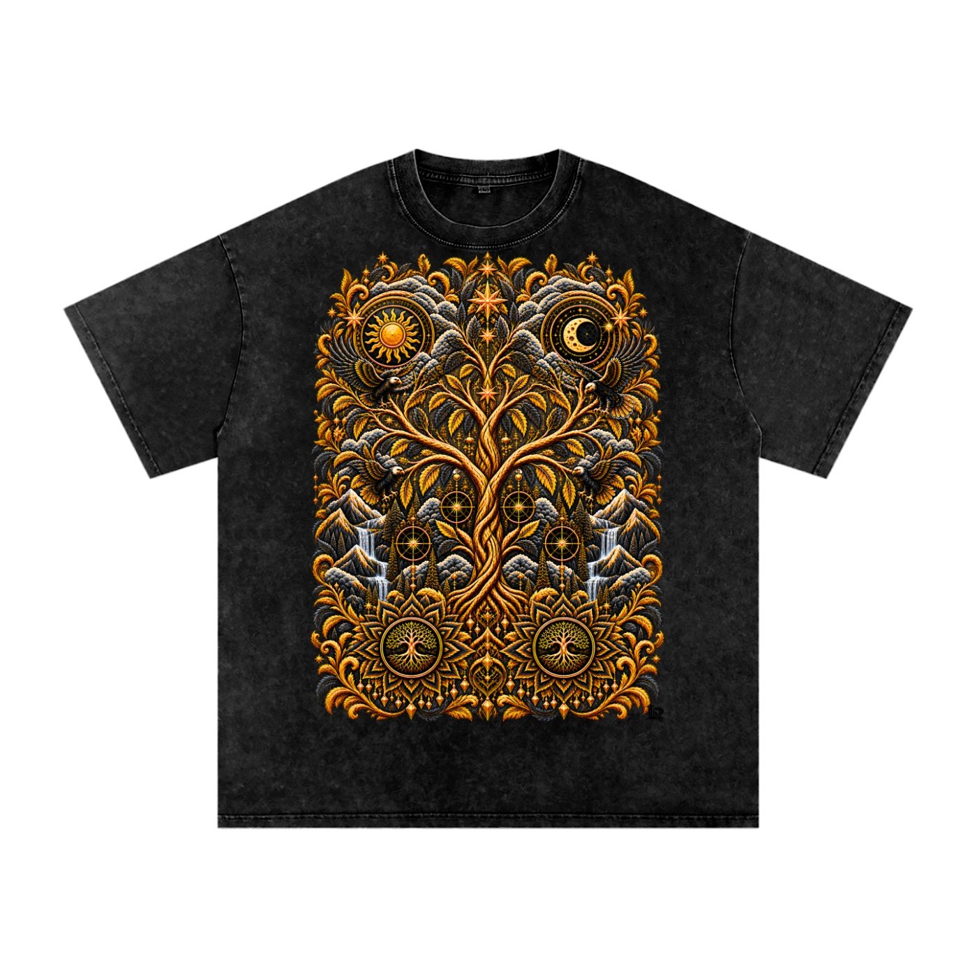 Unified Celestial Tree Snow Washed Oversized Cotton T-Shirt - Image 5