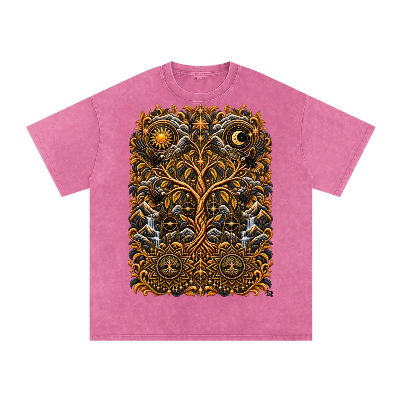 Unified Celestial Tree Snow Washed Oversized Cotton T-Shirt - Image 13
