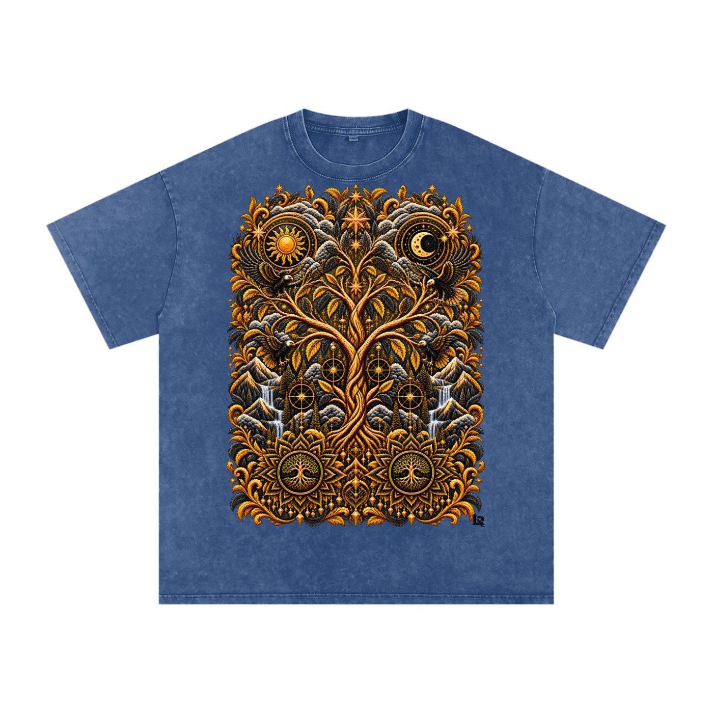 Unified Celestial Tree Snow Washed Oversized Cotton T-Shirt - Image 7