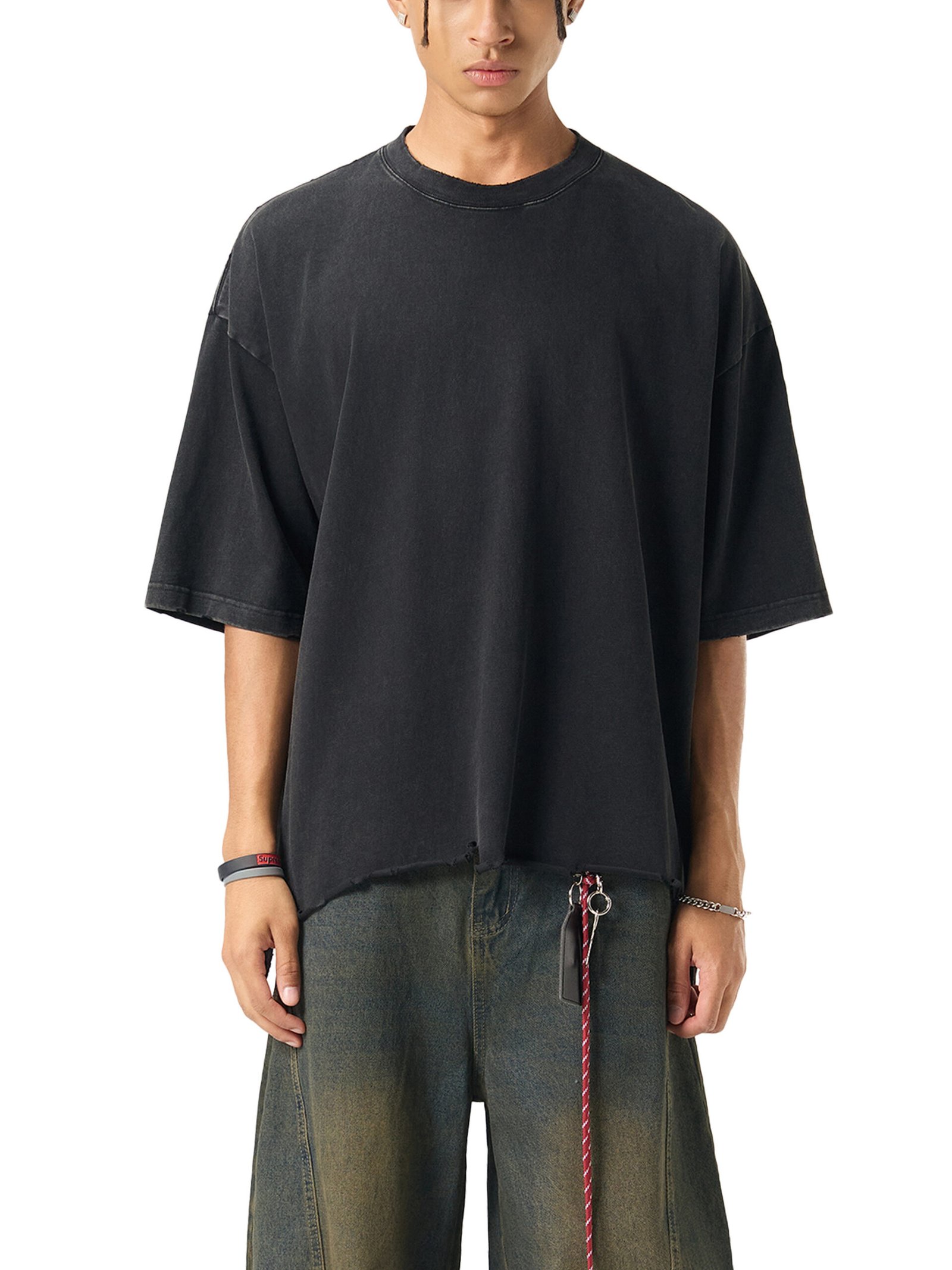 Dragon and Tiger Mythic Clash Snow Wash Raw-Hem Boxy T-Shirt - Image 6